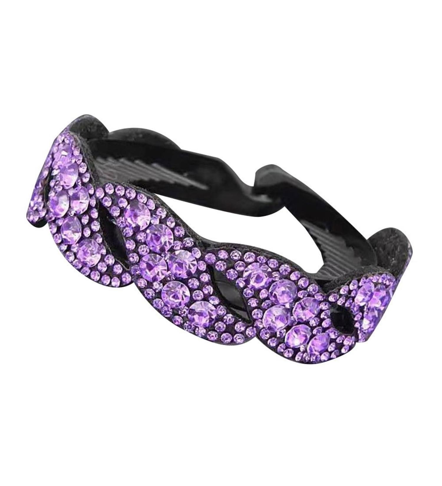 2pcs New Sparkling Crystal Stone Braided Hair Clips Bird Nest Floral Twist Hair Bun Clip Rhinestone Hairpin Hair Claws Hair Styling(Purple) - Buy Online on GoSupps.com