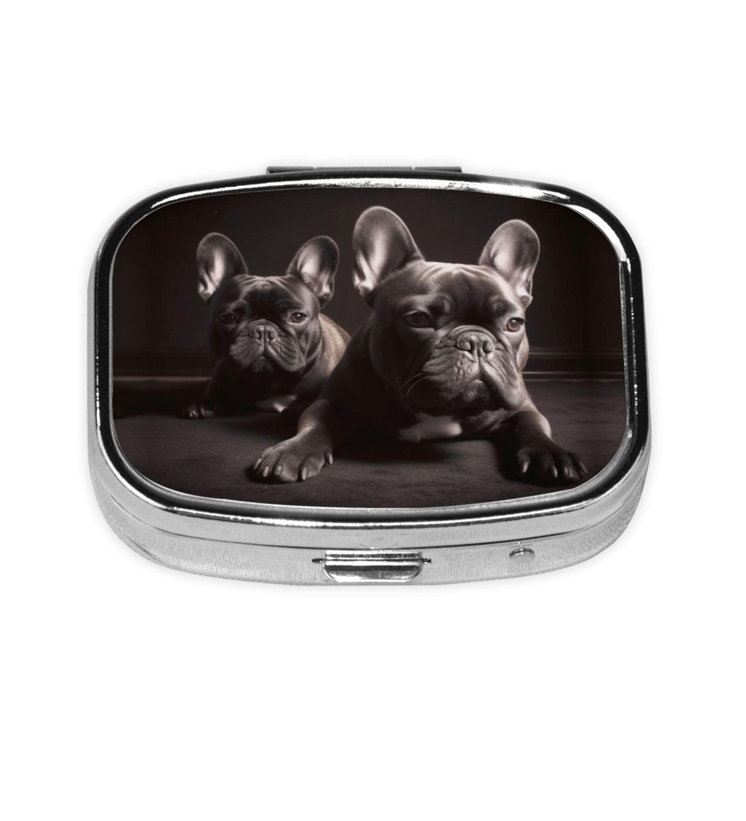French Bulldog 2 Compartment Pill Case - Cute Travel Pill Organizer for Purse & Pocket | Perfect Gift - Buy Online on GoSupps.com