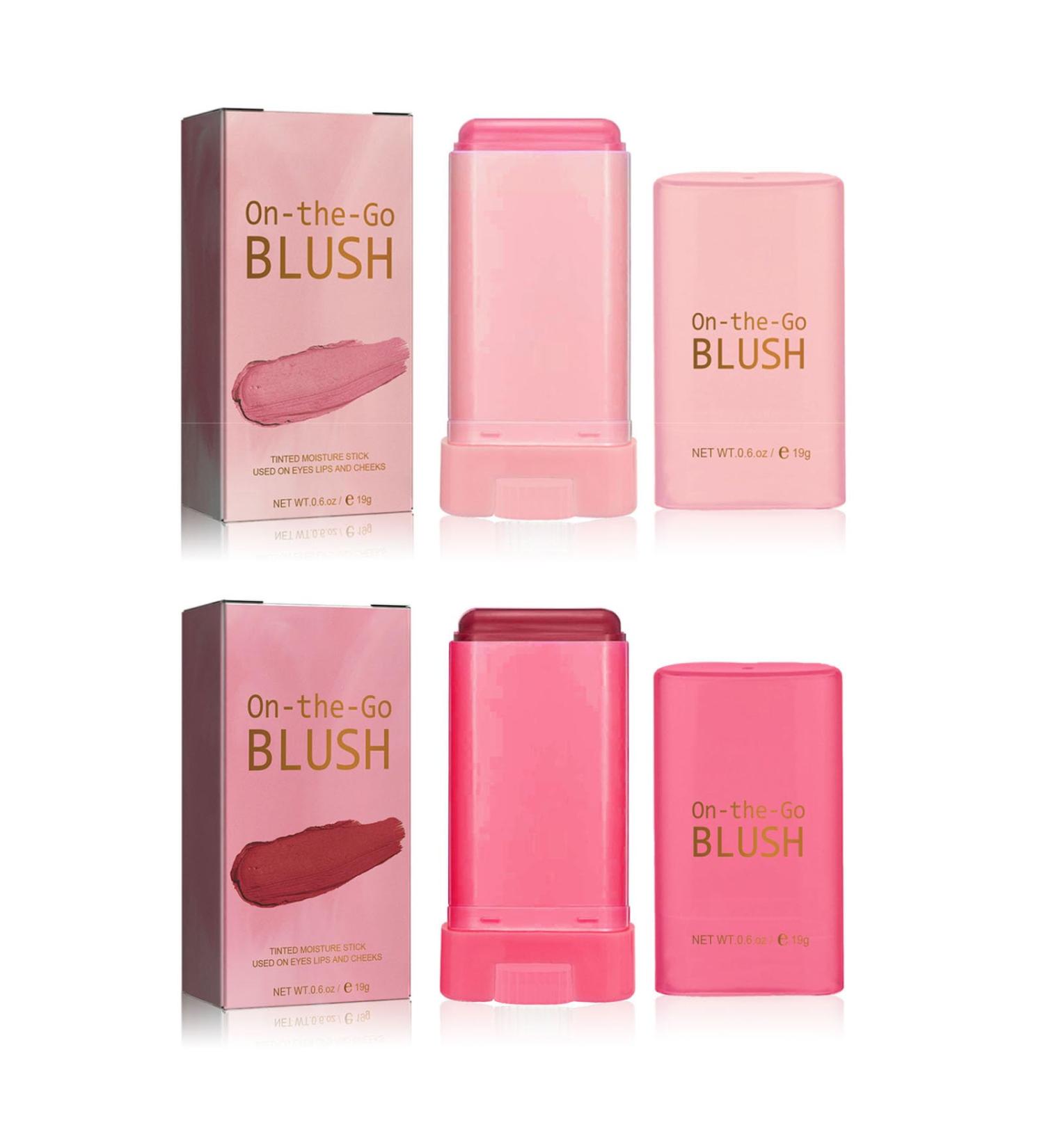 2PCS Cream Blush Stick Smooth Blush Stick Waterproof Moisturizer Stick Matte Highlighter Stick Natural Nude Makeup for Cheek Eyes Lips Pink & Red 19 g (Pack of 2) Pink & Red - Buy Online on GoSupps.com
