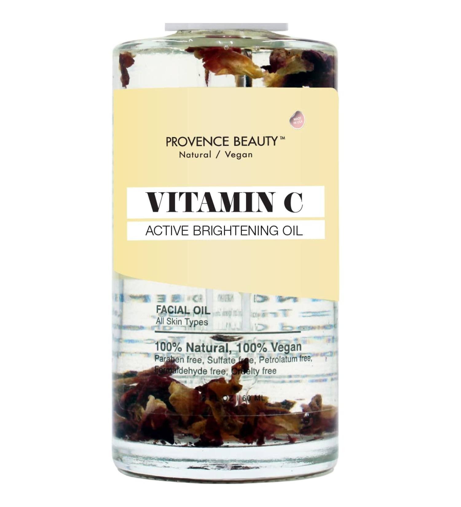 Provence Beauty Vitamin C Face Oil: Anti-Acne Serum for Dark Spots & Wrinkles - Organic Hyaluronic Acid for Men and Women - Buy Online on GoSupps.com