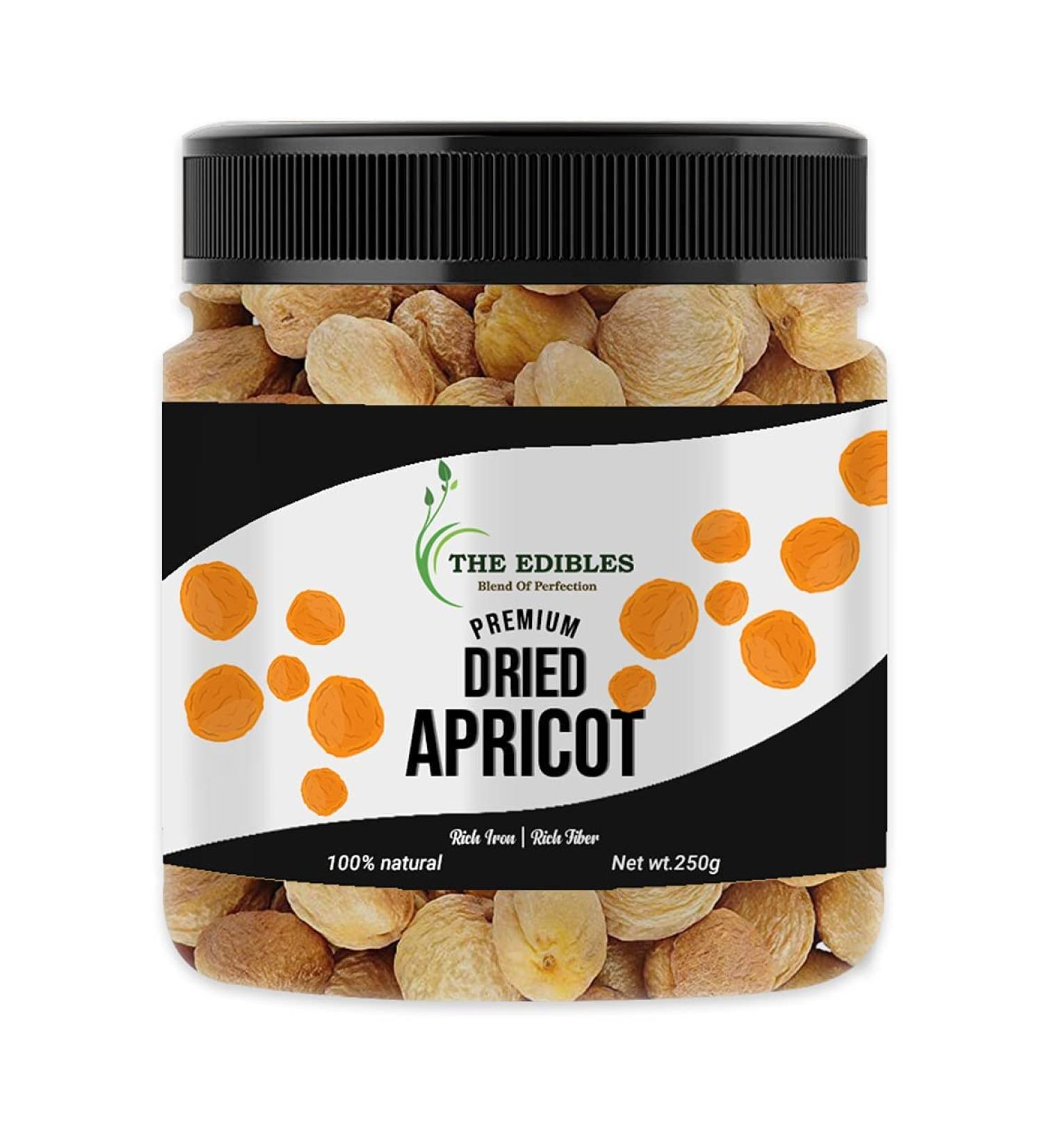 THE EDIBLES Turkish Dried Apricot Dry Fruits 250 gm Dried Apricot Soft and Big Size Khumani_Packing May Vary - Buy Online on GoSupps.com