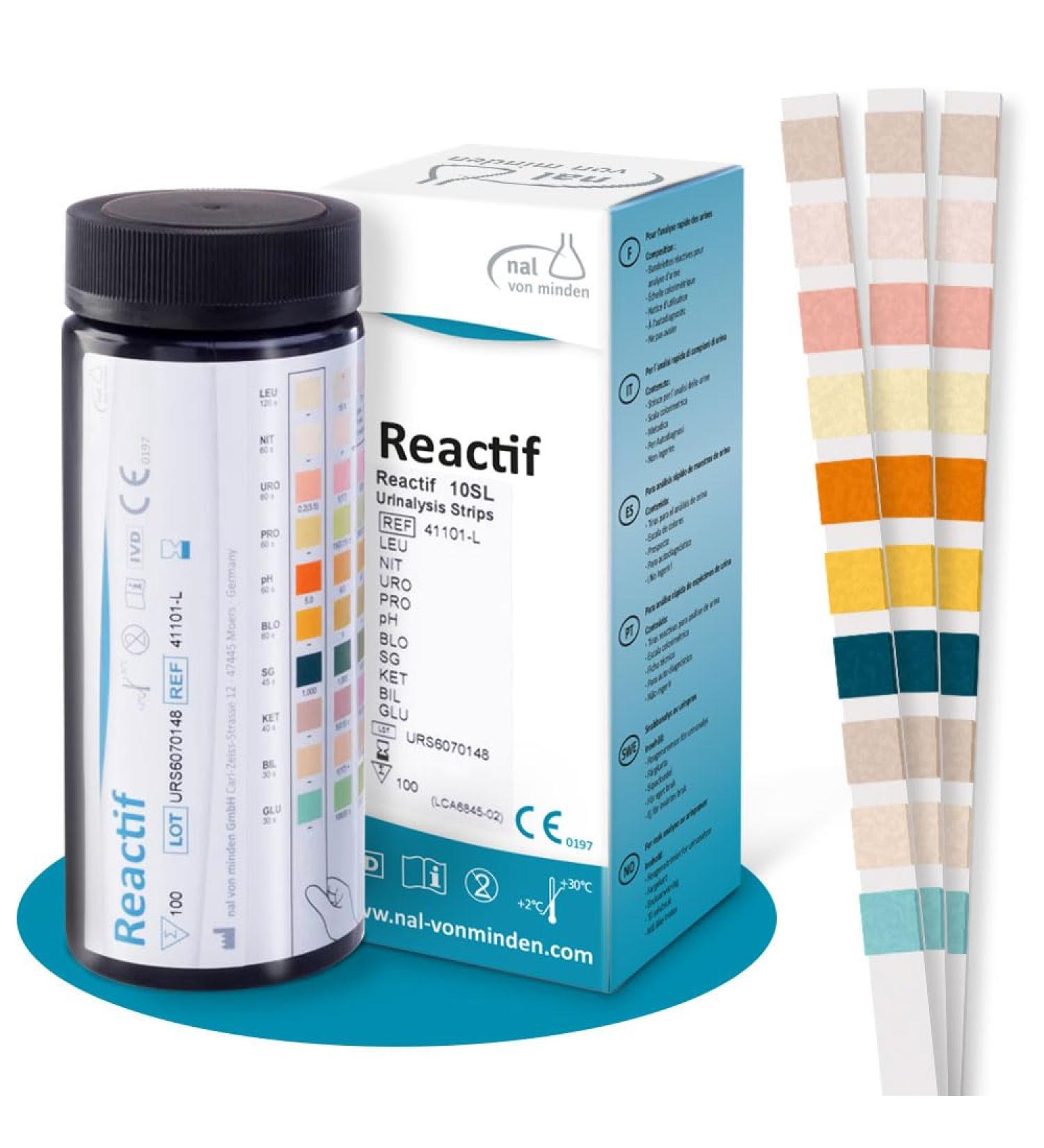 Reactif Health Test: 100 Urine Test Strips for 10 Parameters | Fast Urinalysis & Color Scale - Buy Internationally - Buy Online on GoSupps.com