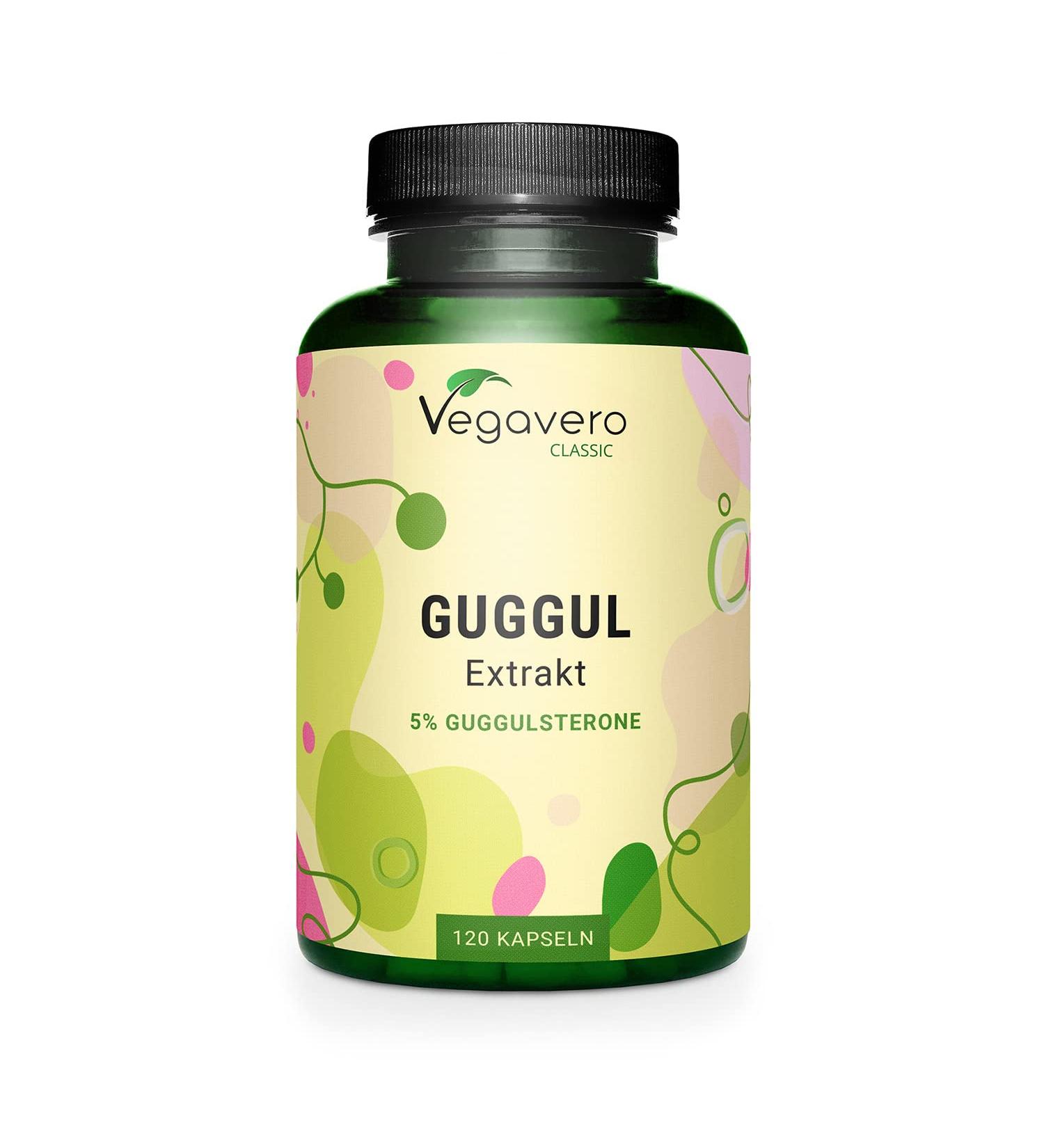 Vegavero Guggul Extract 500mg | 5% Guggulsterones | NO Additives | Lab-Tested | 7500mg Dried Guggul Resin | 120 Guggul Capsules | Vegan - Buy Online on GoSupps.com