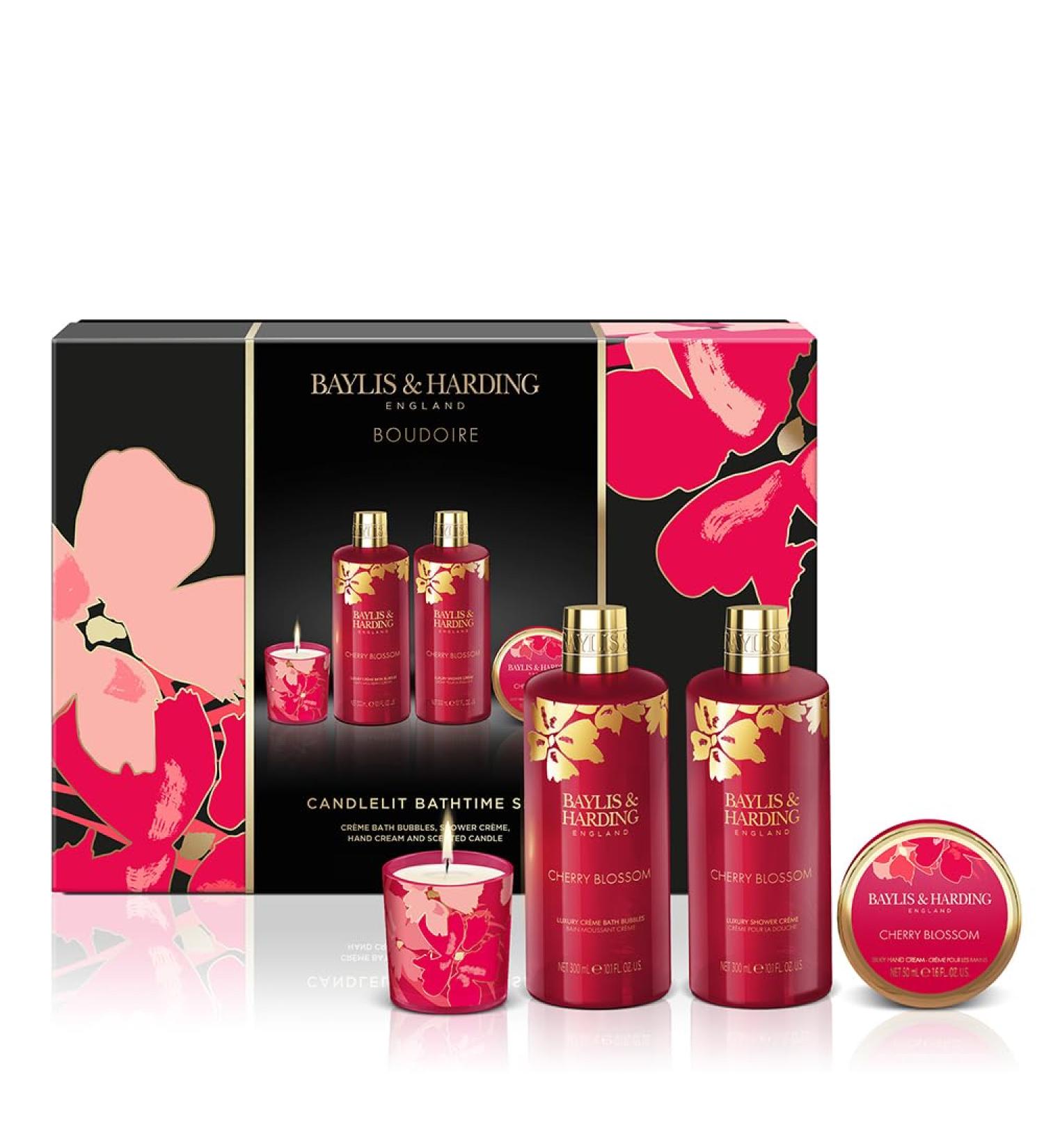 Baylis & Harding Boudiore Cherry Blossom Luxury Bathing Gift Set - Vegan Friendly Candlelit Bath Experience - Buy Online on GoSupps.com