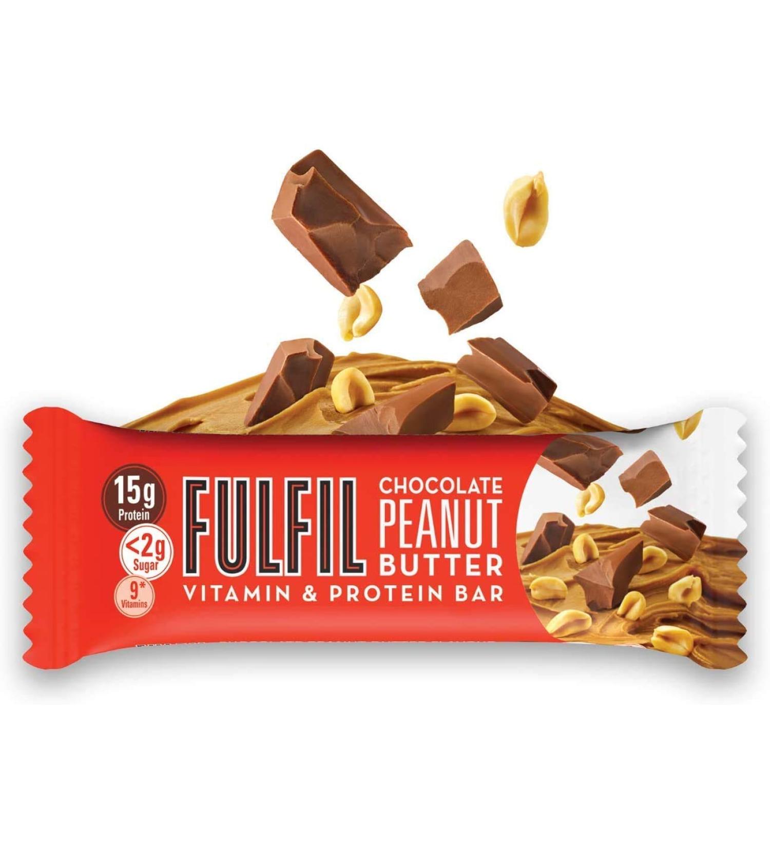 Fulfil Vitamin and Protein Bar (15 x 40 g Bars) Chocolate Peanut Butter Flavour 14g High Protein 9 Vitamins Low Sugar