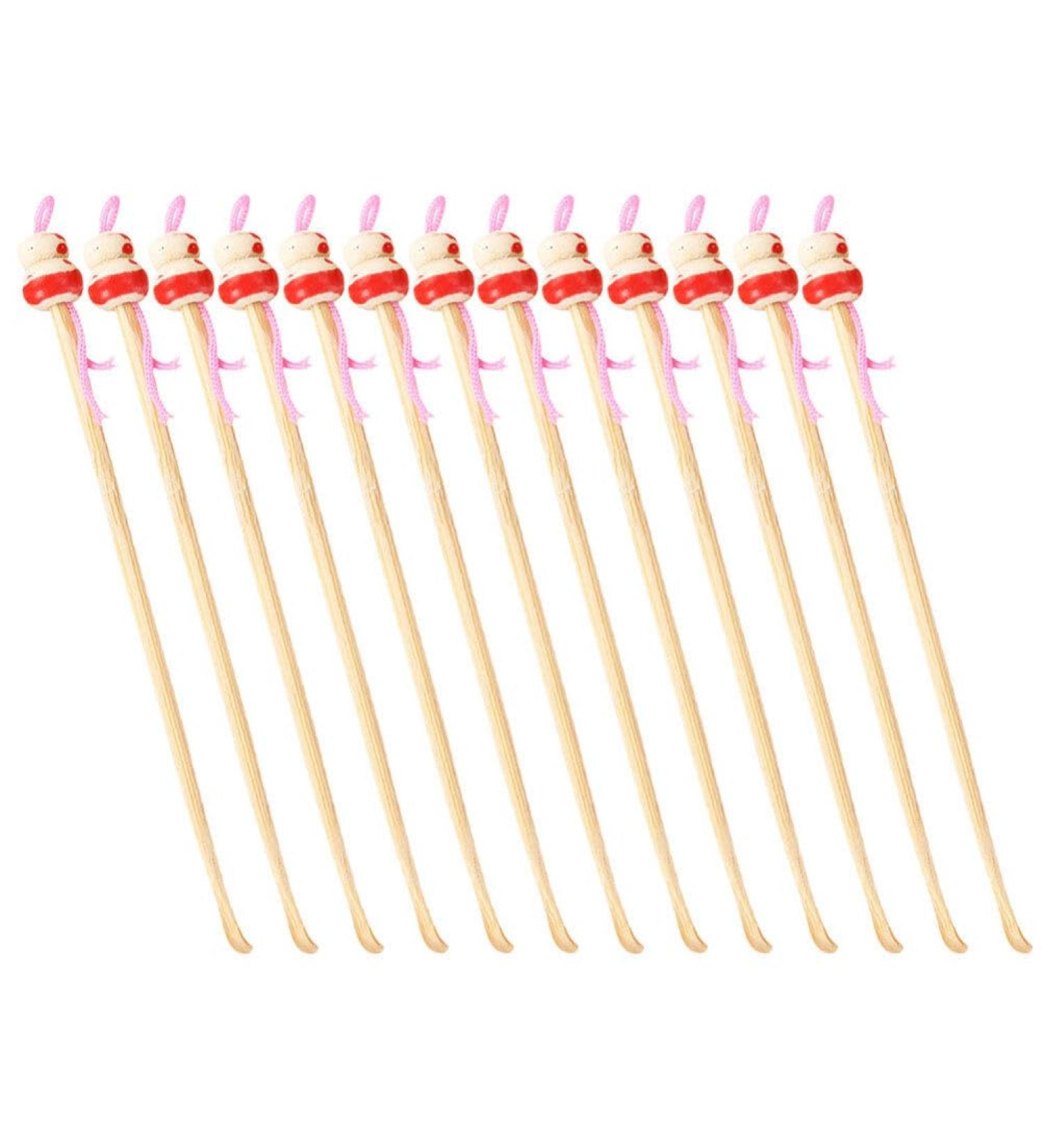 100pcs Bamboo Ear Wax Removal Spoons | Portable Ear Cleaning Picks | Cute Doll Head Earpicks for Kids | Exquisite Earwax Remover with Hanging Rope - Buy Online on GoSupps.com