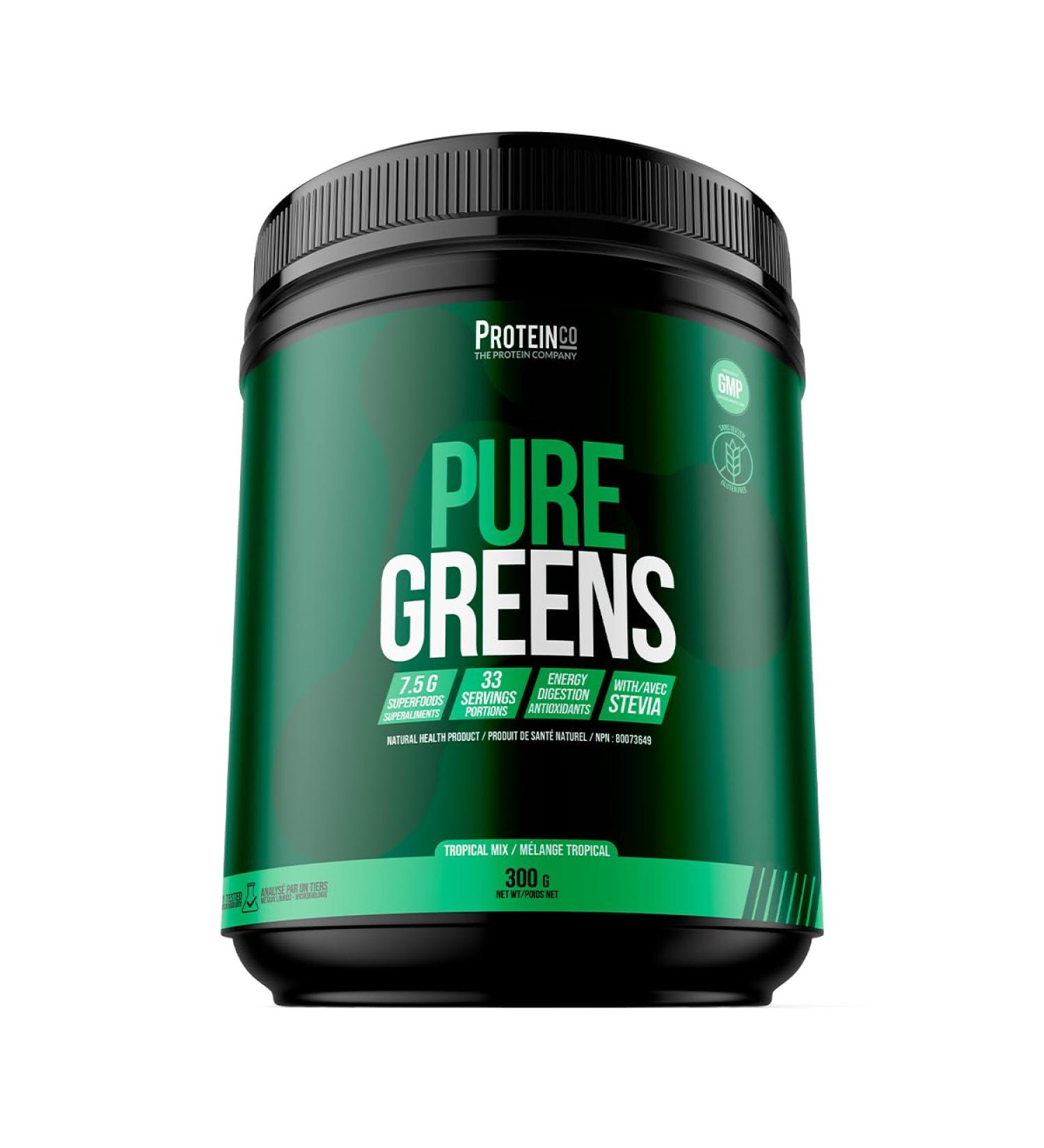 ProteinCo | Pure Greens | Superfood Powder | Antioxydant | Stevia | 300g (Tropical Mix) - Buy Online on GoSupps.com