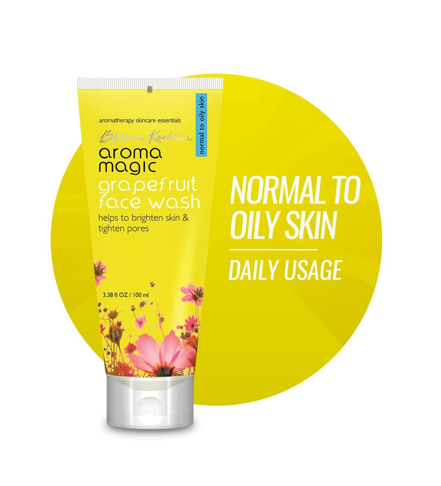 Aroma Magic Grapefruit Face Wash | Daily Cleanser for Normal to Oily Skin | Controls Oil Tightens Pores Revives & Refreshes Skin | Day & Night Use | 3.38 Fl Oz (100ml) - Buy Online on GoSupps.com