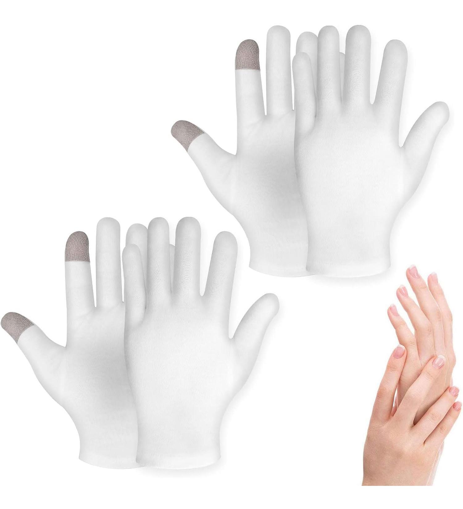 2 Pairs Moisturizing Gloves for Dry Sensitive Skin - Premium 100% Cotton, Touch Screen, Overnight Bedtime Spa Therapy - Ideal for Eczema Relief and Cosmetics Inspection - Buy Online on GoSupps.com