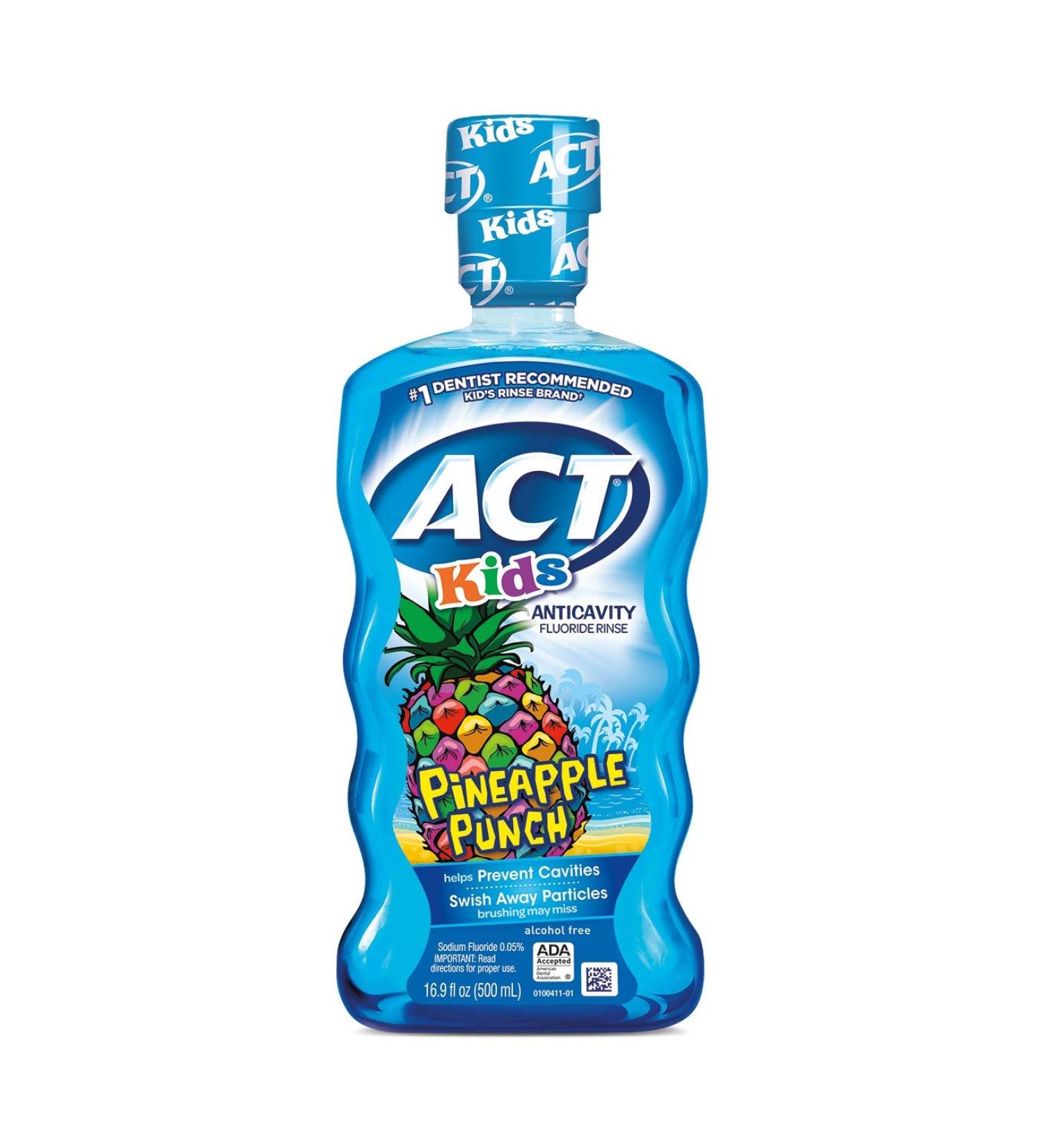 ACT Kids Anticavity Fluoride Rinse Pineapple Punch 16.9 Ounce (Pack of 3)