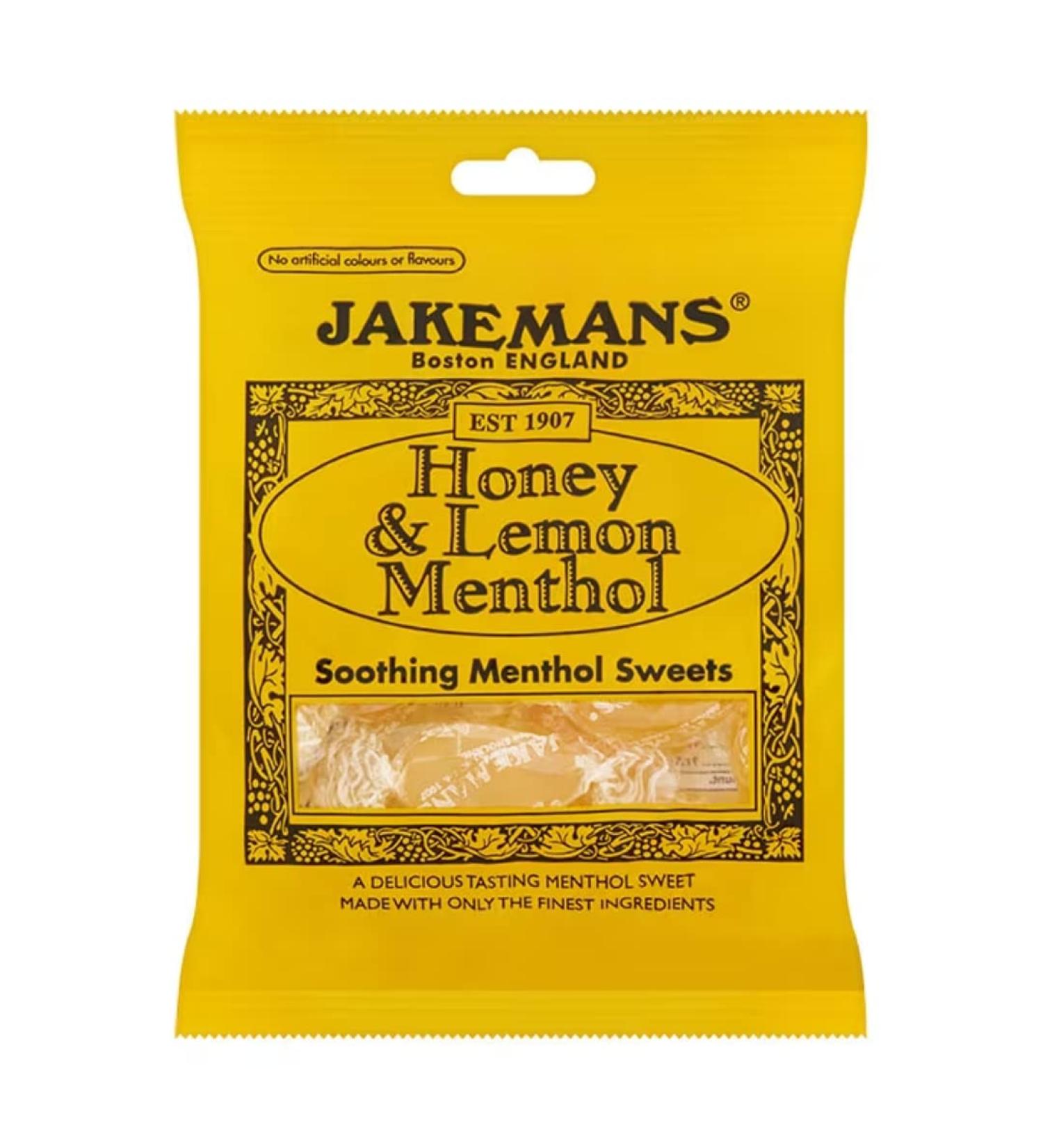 Jakemans Honey & Lemon Soothing Menthol Sweets 73g Bag x 20 packs