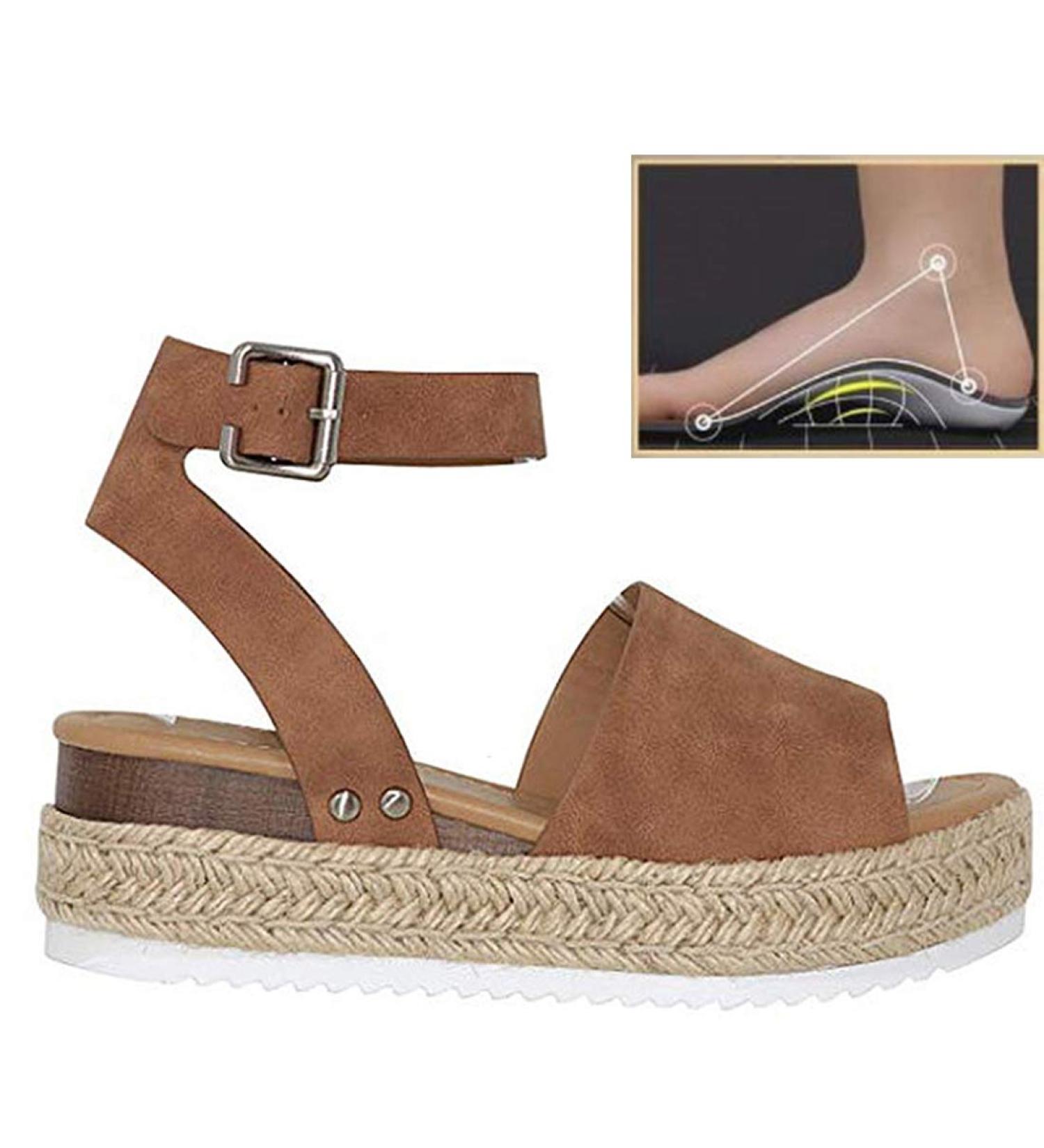 Shop Retro Peep Toe Wedge Sandals for Women - Summer Fashion High Heels - Espadrilles in Black & Brown EU Sizes 38-43 - Buy Online on GoSupps.com
