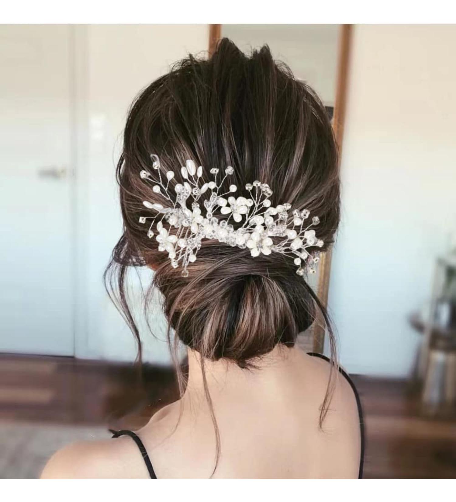 ISLHJDD Wedding Hair Comb Wedding Hair Clip Pearl Hair Comb Rhinestone Bridal Headpiece Pearl Bridal Hairclips Hair Accessories for Women and Girls - Buy Online on GoSupps.com