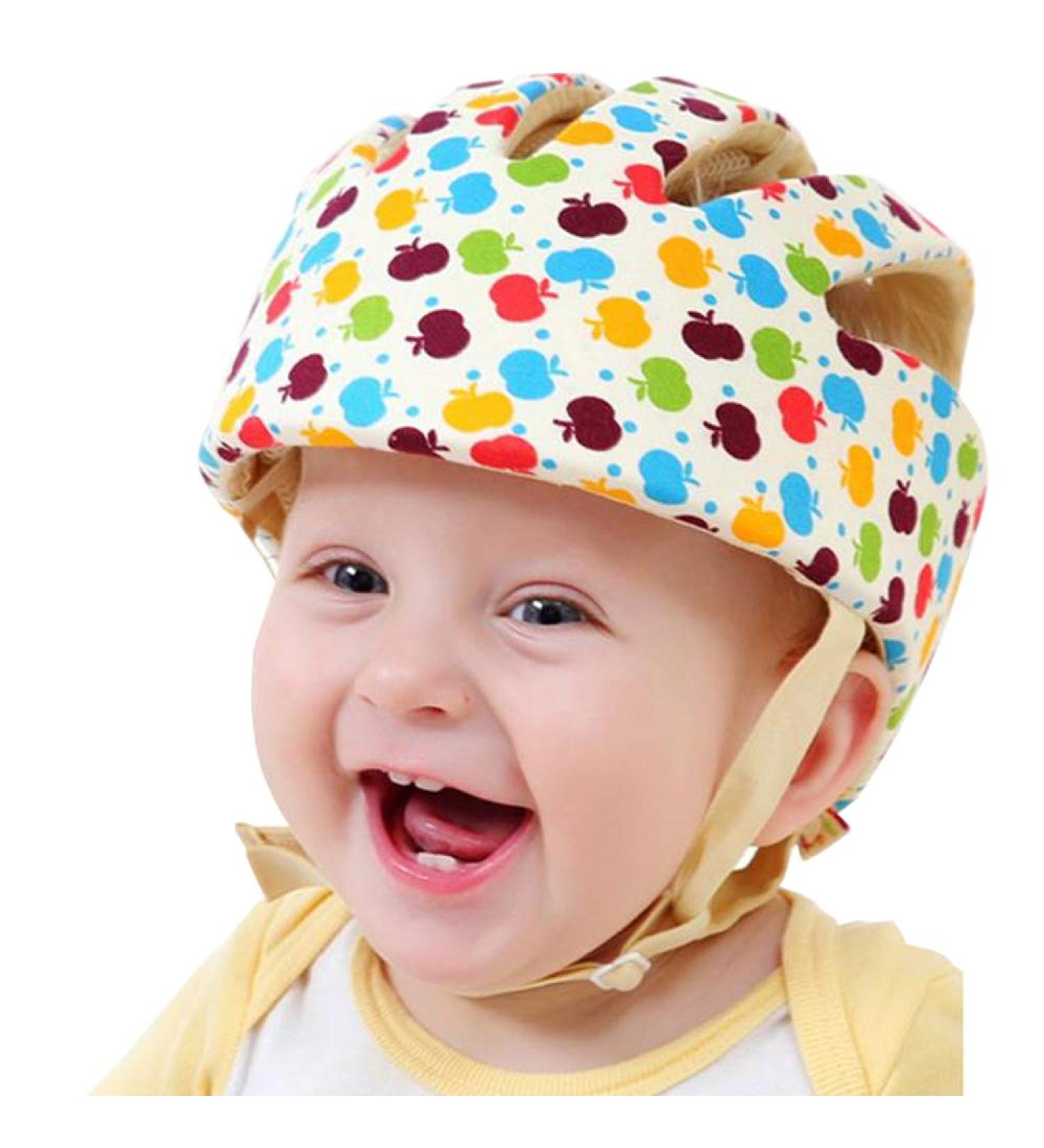 IULONEE Baby Helmet Toddler Protective Hat - Apple Flower Design | Infant Head Safety Cotton Hat with Adjustable Strap - Buy Online on GoSupps.com