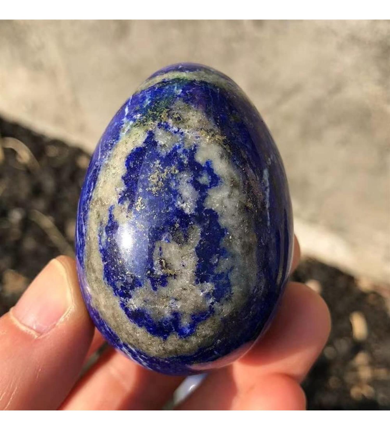 90-100g Natural Beautiful Lapis Lazuli Crystal Egg Collection Suitable for Home Raw Stones and Minerals Home Goods 1pc - Buy Online on GoSupps.com