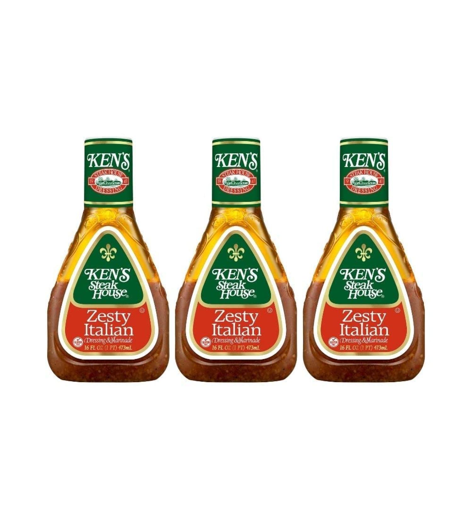 Ken's Steak House Zesty Italian Dressing 16 fl oz - Pack of 3 | Restaurant-quality flavor - Buy Online on GoSupps.com