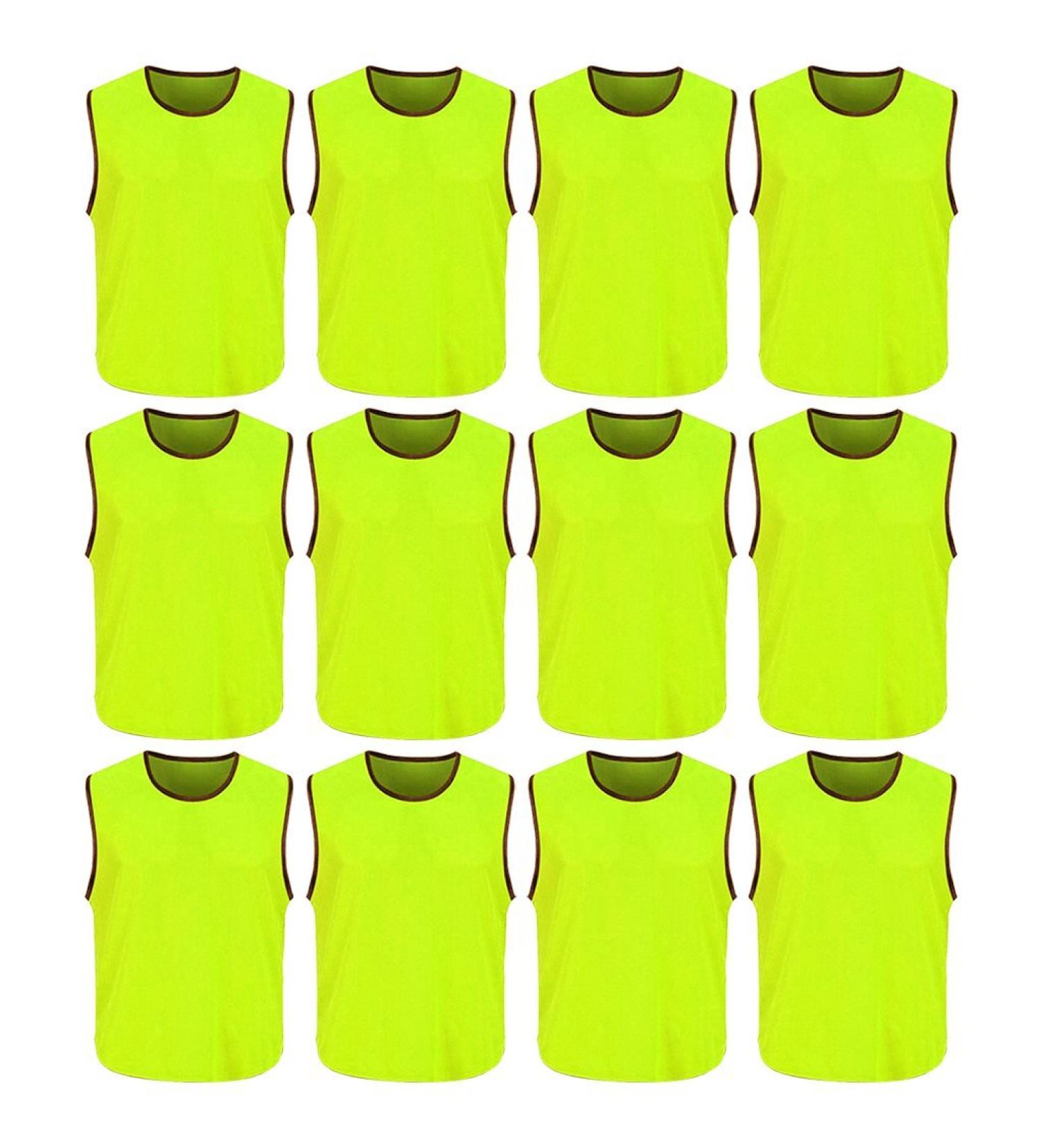 DreamHigh DH Mens Soccer Sports Team Practice Pinnies Scrimmage Training Mesh Vests -12 Pcs Pack Neon Green - Buy Online on GoSupps.com