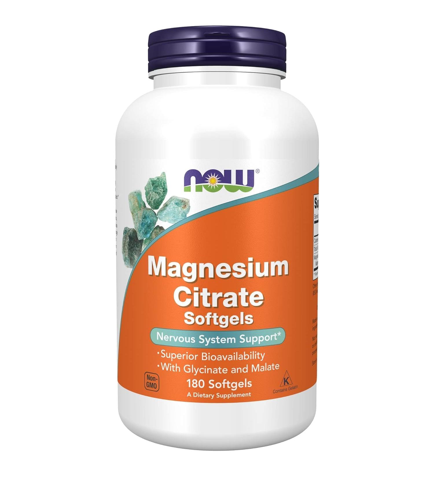 NOW Magnesium Citrate Glycinate Malate Softgels 134mg 180 Count - Buy Online on GoSupps.com
