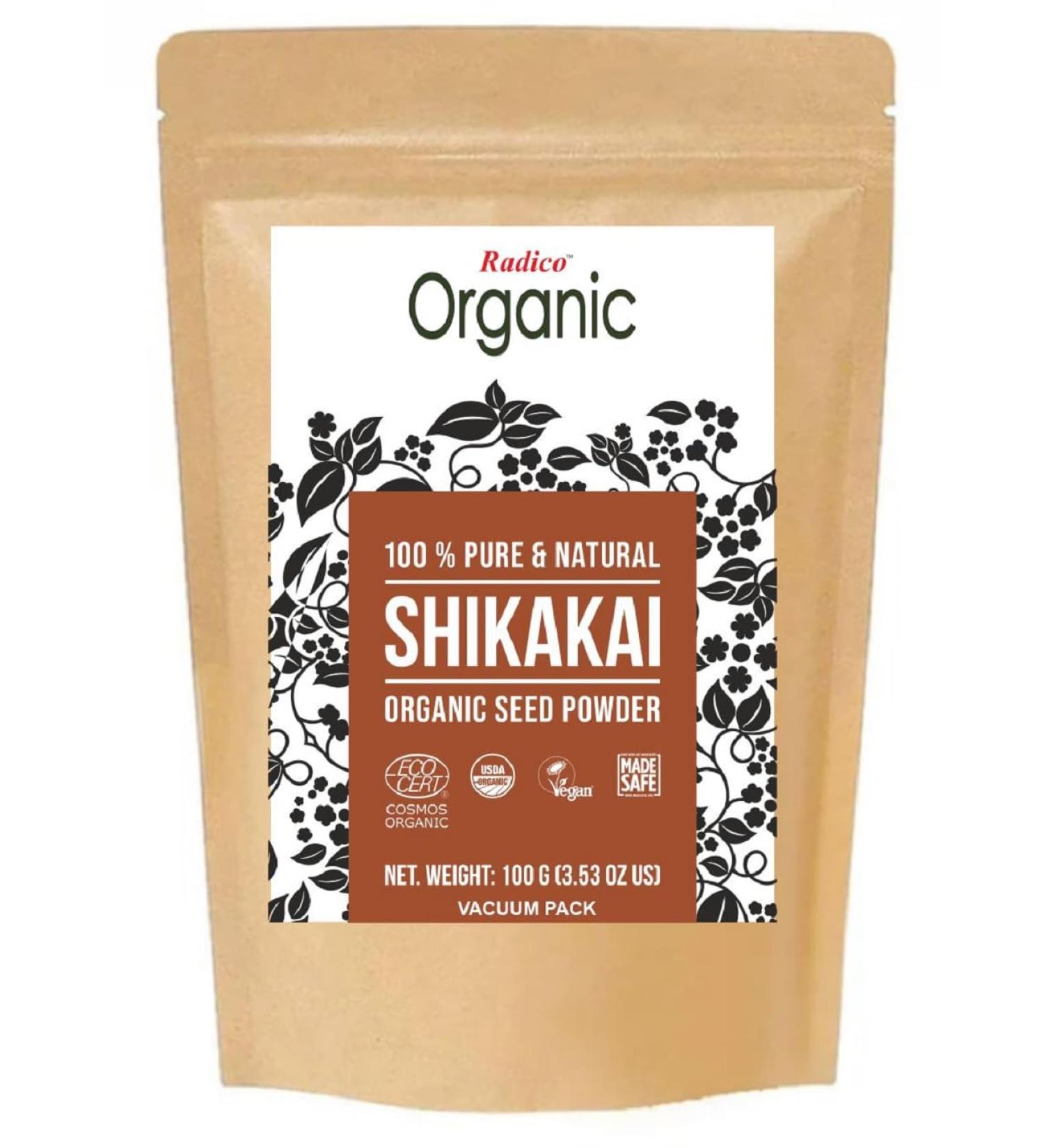 RADICO - Organic Shikakai Powder - Intensive care & cleansing for the hair - Suitable for all hair types - Specially recommended for fine hair - 100 gr