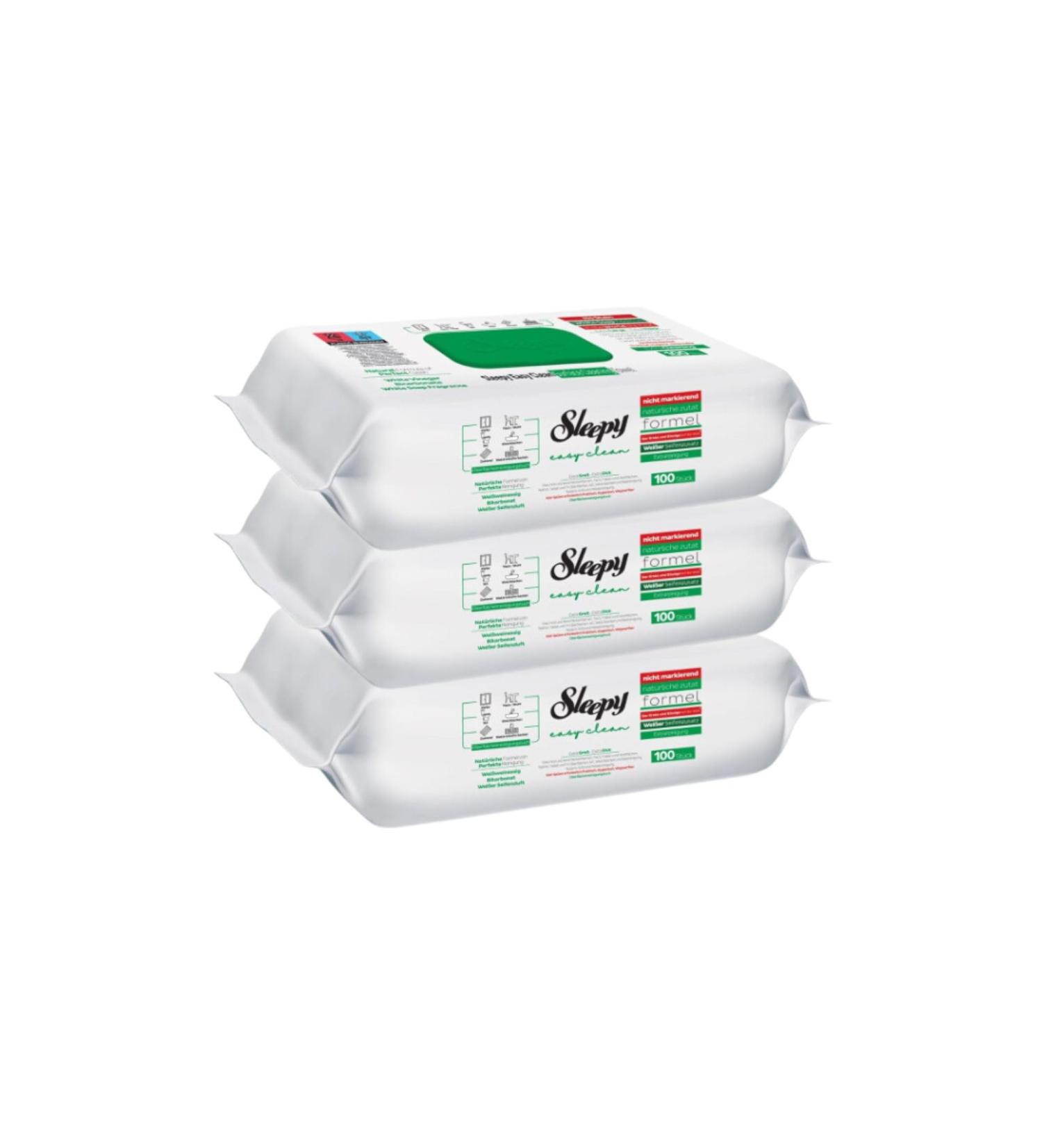 Sleepy Easy Clean Surface Cleaning Cloth - 3 Pack (300 Sheets) | White Soap Additive Eco-Friendly | International Shipping Available - Buy Online on GoSupps.com