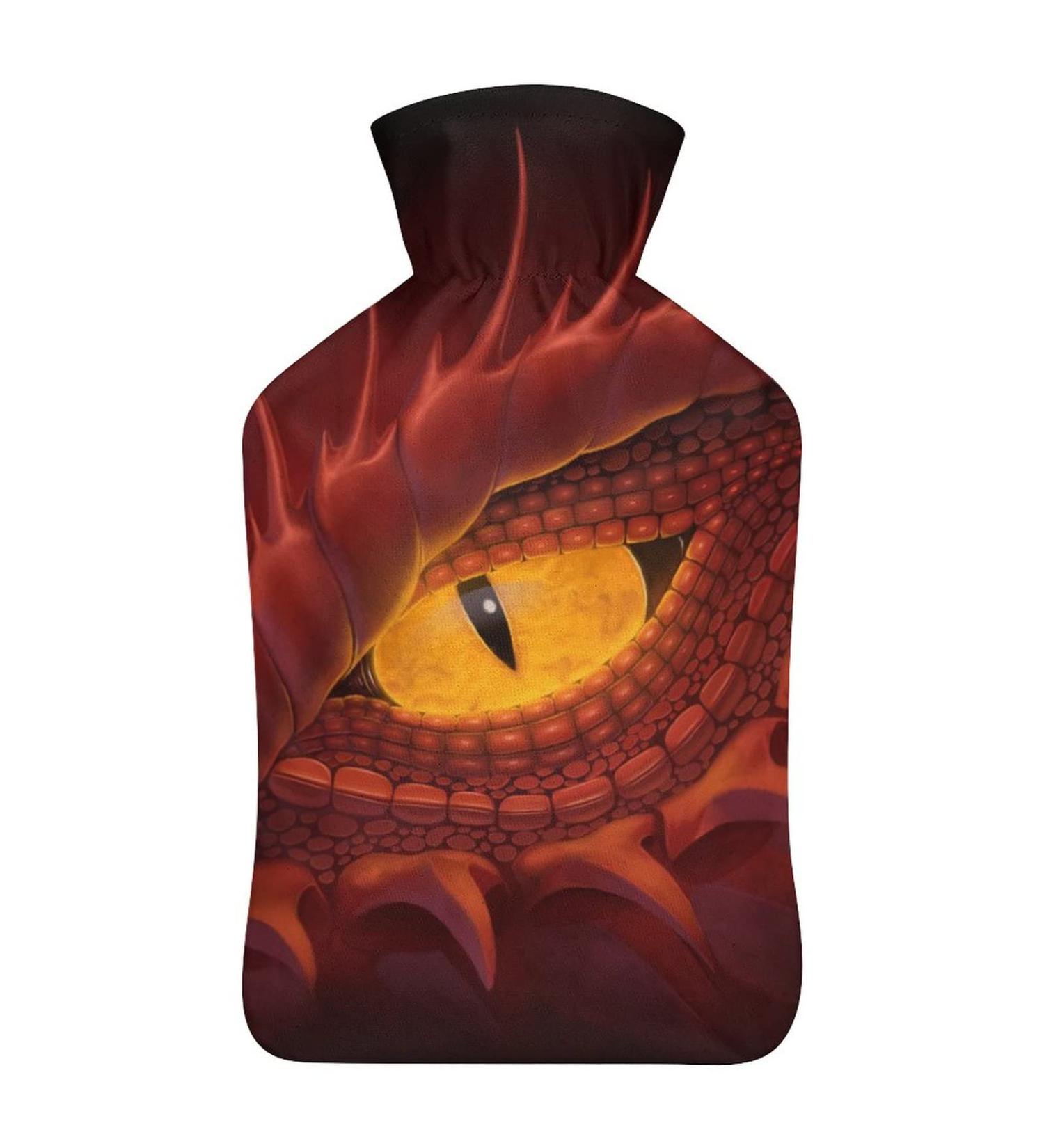 Dragon Eyes Red Hot Water Bottle with Plush Cover - Hand Warmer for Adults & Kids | 26.5x15.3cm - Fast International Shipping - Buy Online on GoSupps.com