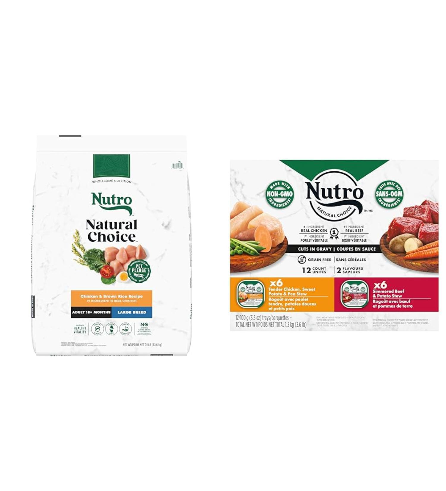 NUTRO Natural Choice Adult Large Breed Dry Dog Food & NUTRO Natural Choice Adult Wet Dog Food Cuts in Gravy Grain Free Small Adult + Dog Food 12x100g Chicken 13.61 kg (Pack of 1) - Buy Online on GoSupps.com