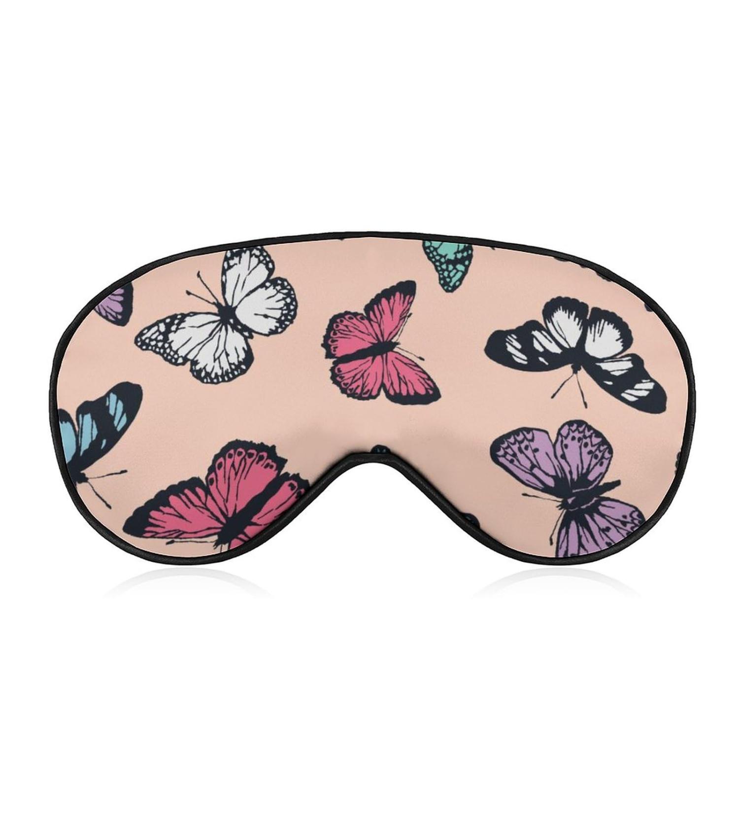 Cute Butterfly Pattern Sleep Mask - Adjustable Strap, Blocks Light for Travel, Men & Women - Buy Online on GoSupps.com