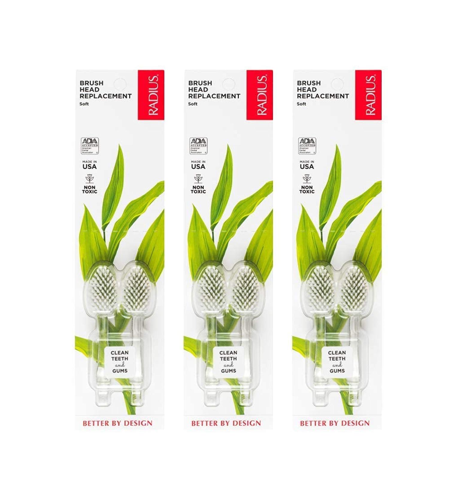 RADIUS Toothbrush Replacement Brush Heads 2-Count - Improve Gum Health, Reduce Gum Issues - Soft Bristles - Pack of 3 - Buy Online on GoSupps.com
