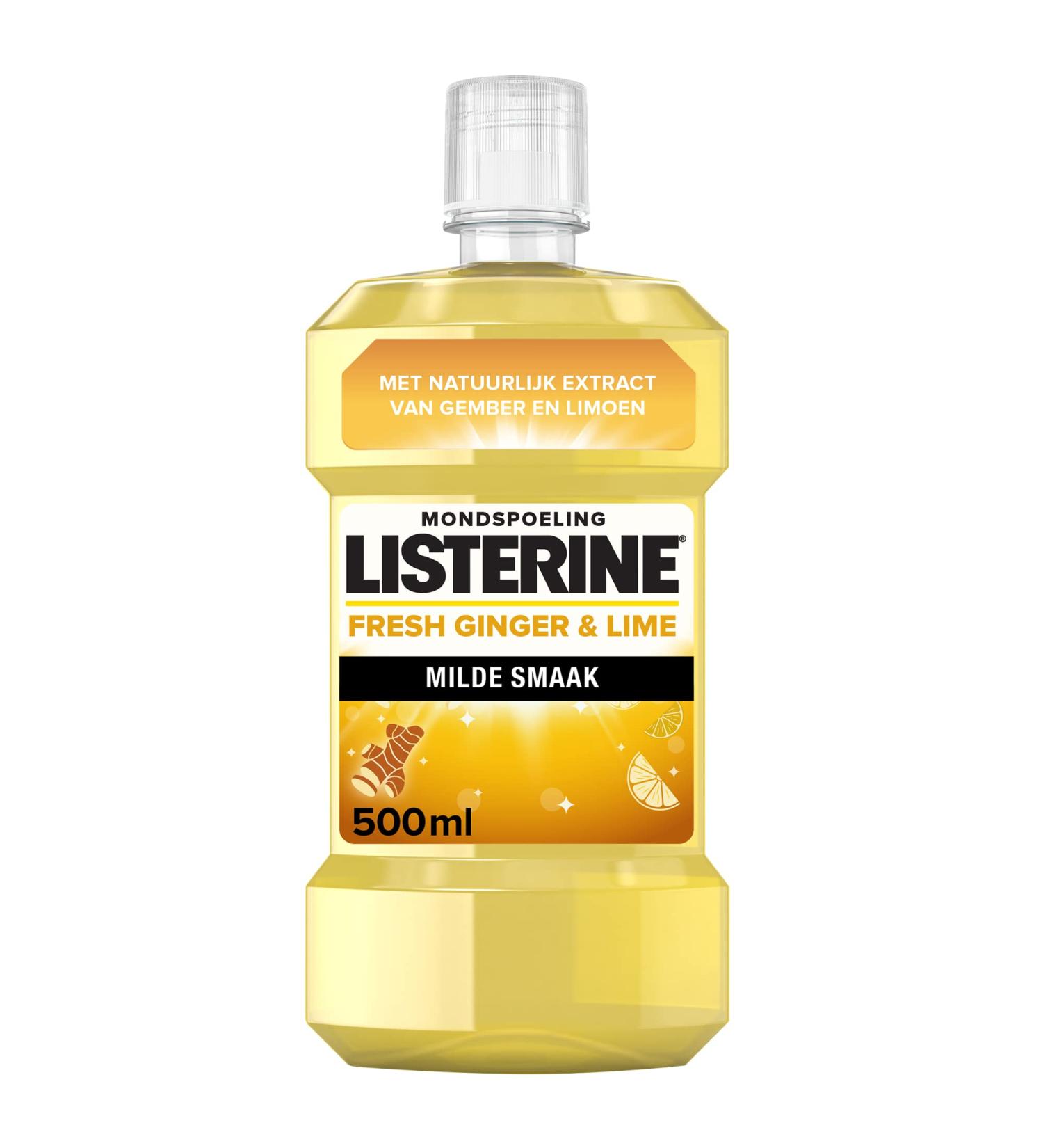 Listerine Fresh Ginger & Lime mouthwash with ginger and lime extract mouthwash without alcohol for fresh breath 1x500 ml - Buy Online on GoSupps.com