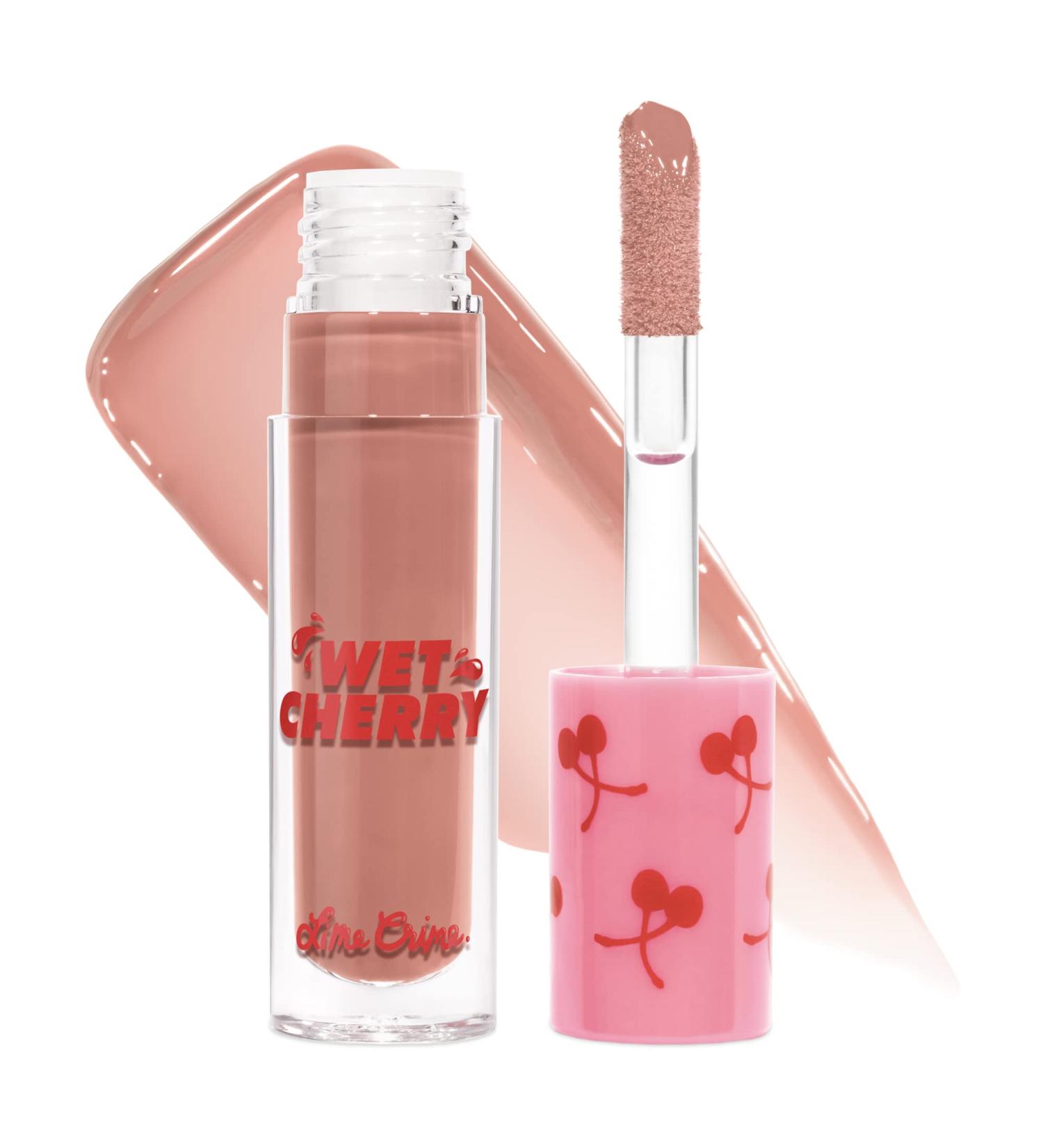Lime Crime Wet Cherry Lip Gloss Bitter Cherry - Vegan Plumping Gloss with Cherry Scent - Soft Brown Nude Shade for Ultra Glossy Sheen - Buy Online on GoSupps.com