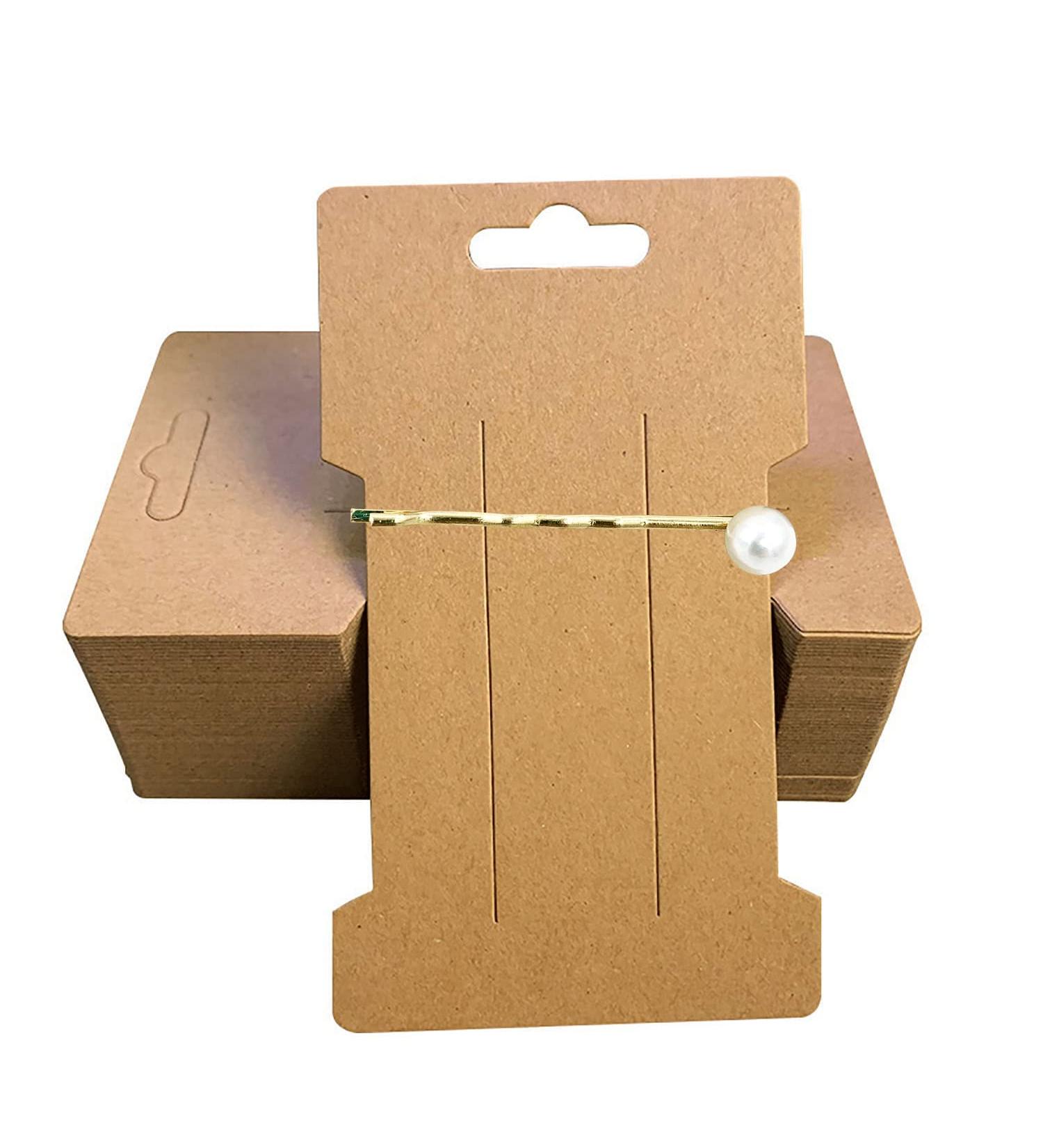 Doromy 100 Pack Hair Clip Display Cards - Rectangular Brown Kraft Paper Cards for Hair Accessories - 6.6X11.5cm - Buy Online on GoSupps.com