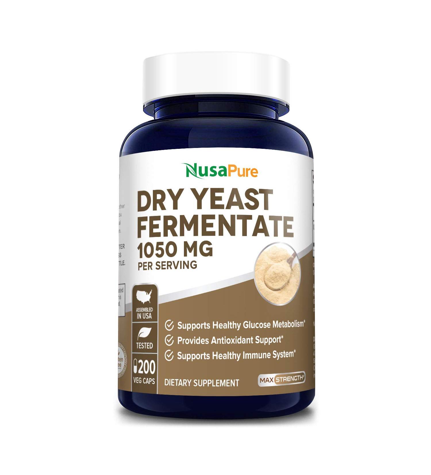 NusaPure Dry Yeast Fermentate 1050mg 200 Veggie Caps - Vegan, Non-GMO & Gluten-Free - Buy Online on GoSupps.com