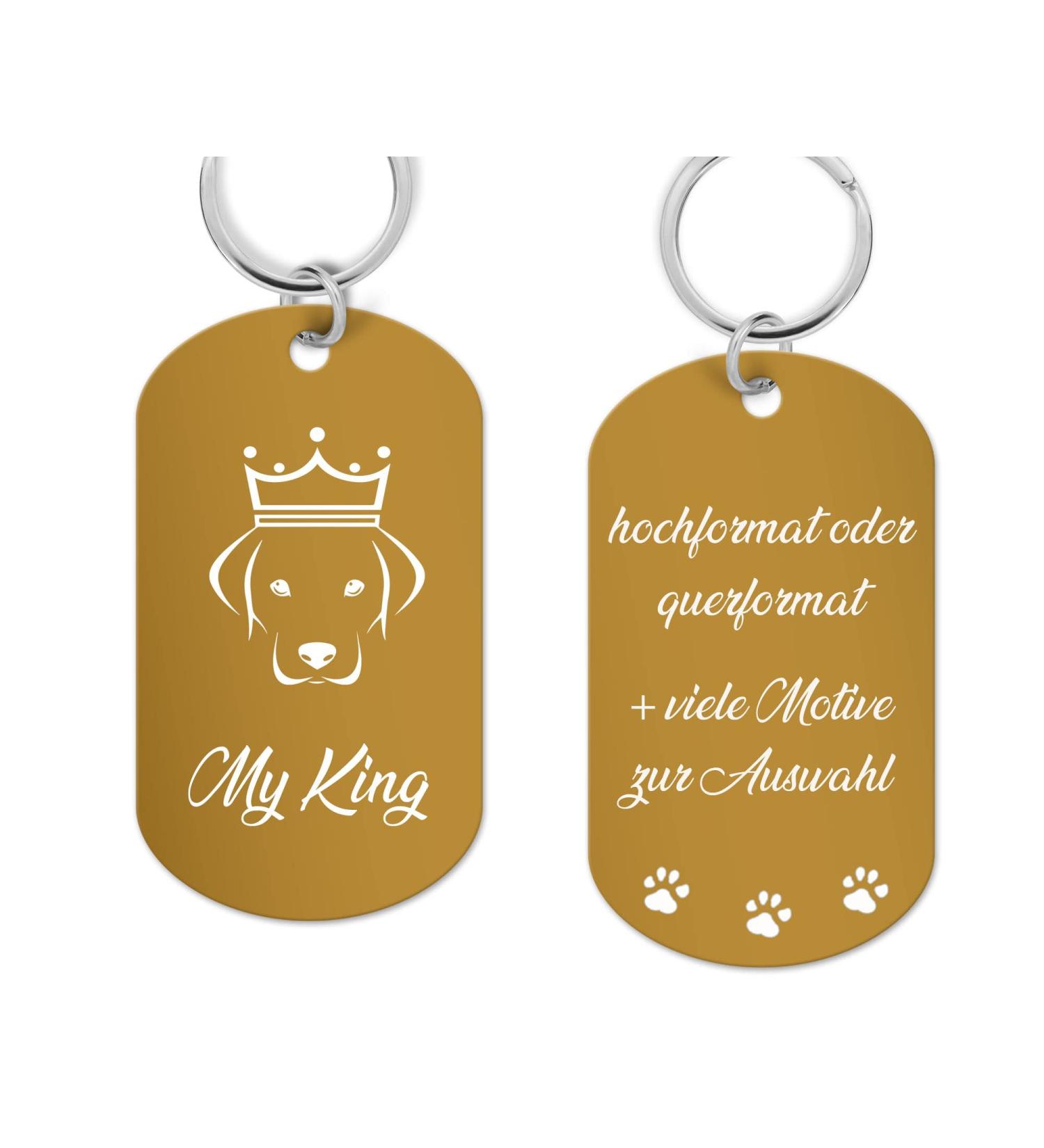 Hegehof aluminum dog brand sign with engraving-dog stark personalized with high-quality laser engraving address trailer dog personalized for dogs or cats (gold) 49x29x1 mm piu-mm-sch-01