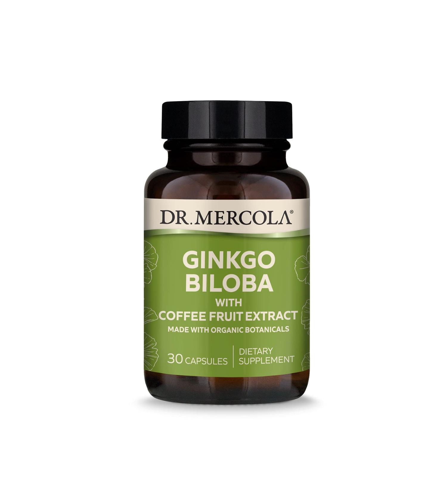 Dr. Mercola Organic Ginkgo Biloba with Coffee Fruit Extract - 30 Servings | Supports Mitochondrial Health, Brain & Cognitive Function - Buy Online on GoSupps.com