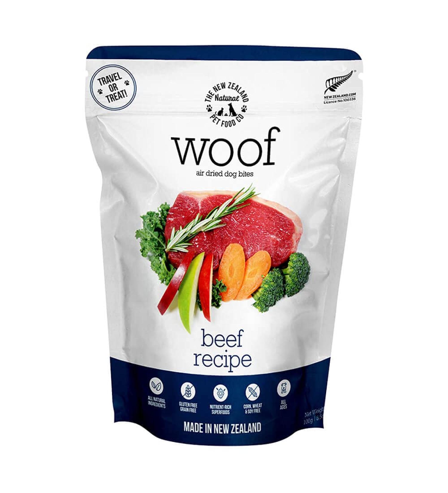 Woof Beef Air Dried Food 3.5oz, Brown