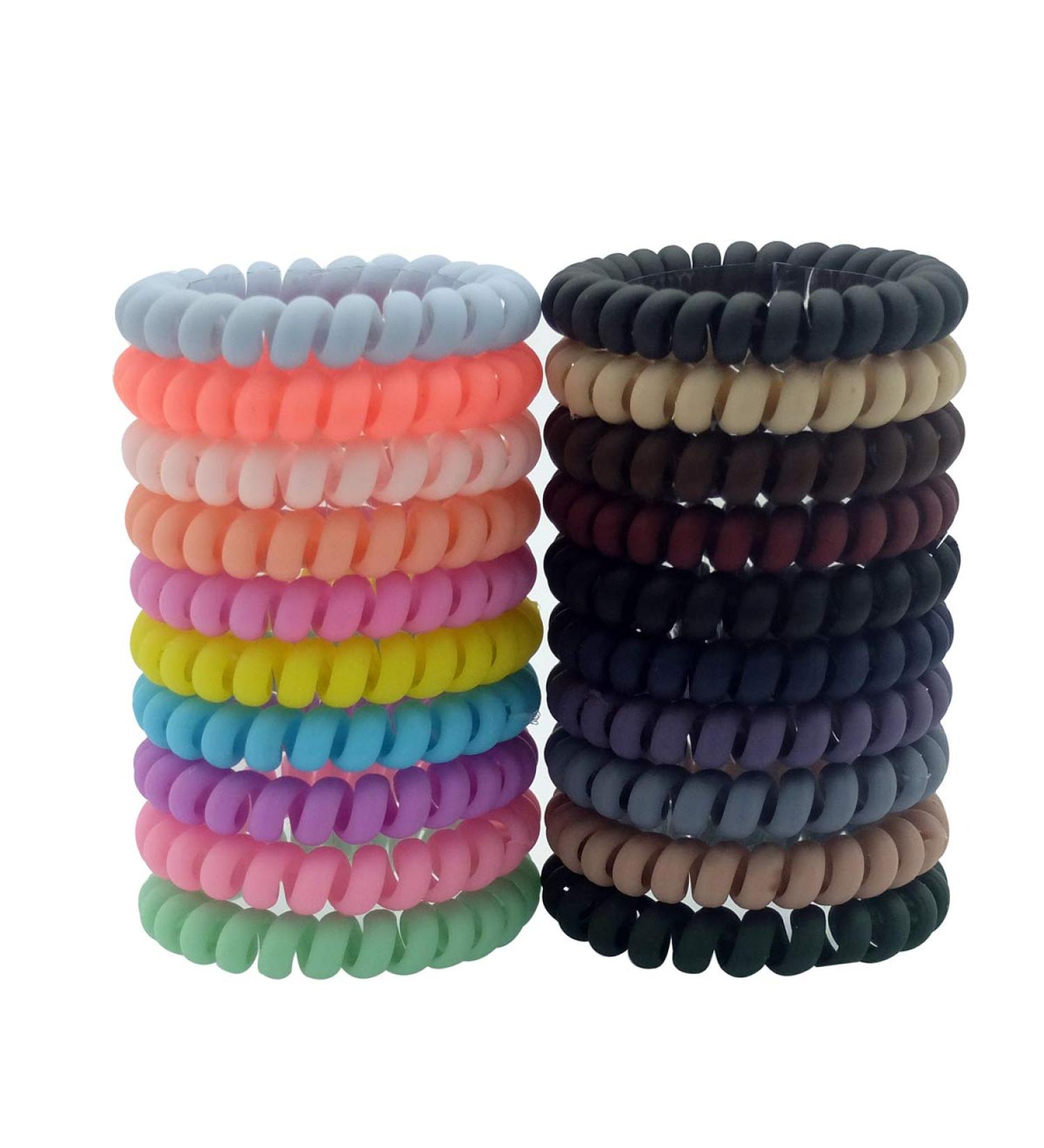 Matte Spiral Hair Ties - 20 Colorful Phone Cord Coil Hair Accessories for Women-Girls - Buy Online on GoSupps.com