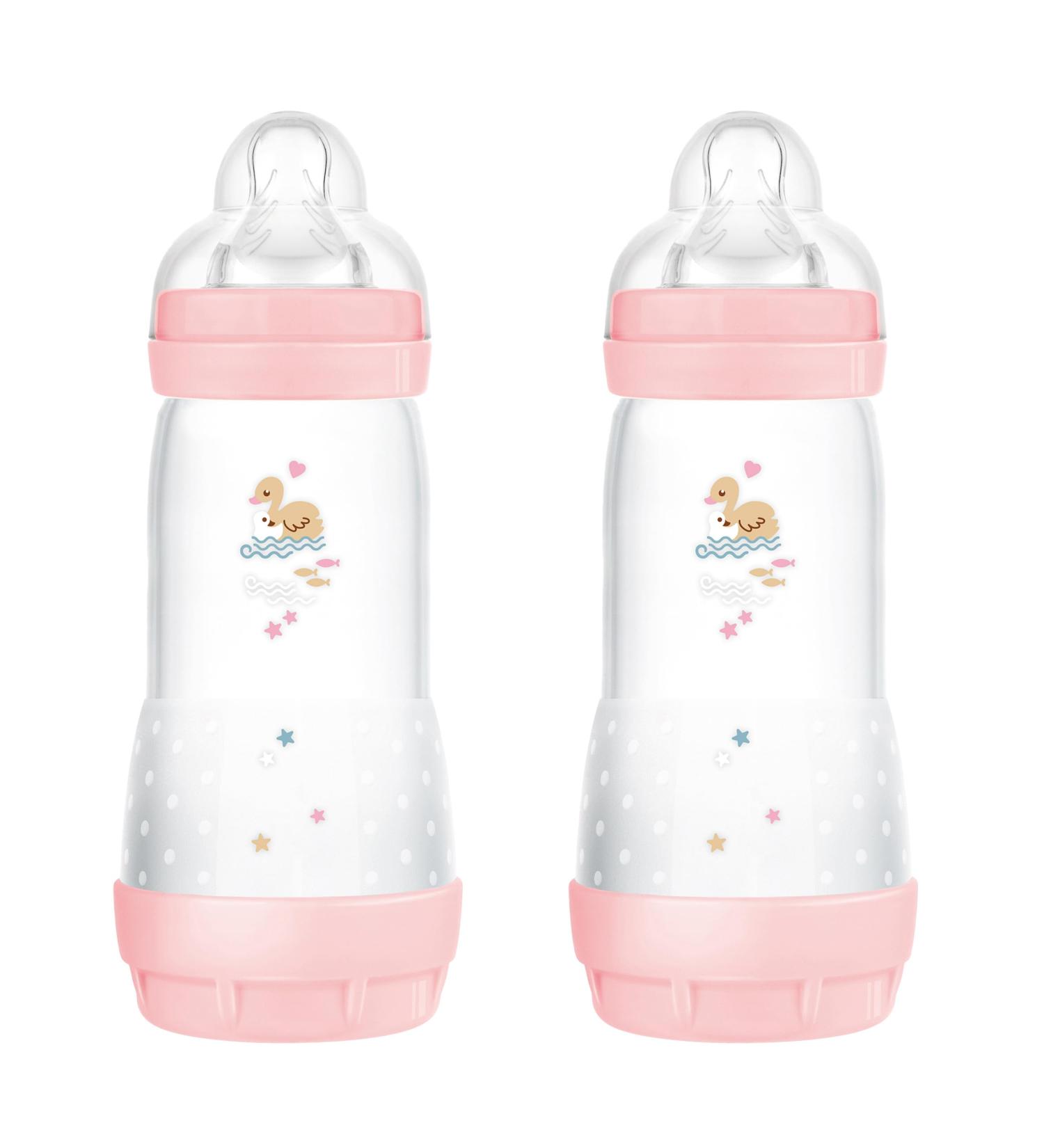 MAM Easy Start Anticolica Baby Bottle Set of 2 | SkinSoft Silicone Teat | 4+ Months | 320 ml | Pink - International Shipping Available - Buy Online on GoSupps.com