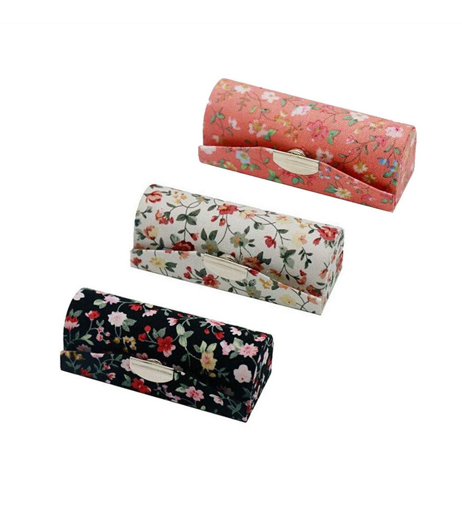 Hanyi 3 Pcs Retro Print Leather Lipstick Case with Mirror | Stylish Jewelry Box for Lipsticks - International Shipping Available - Buy Online on GoSupps.com