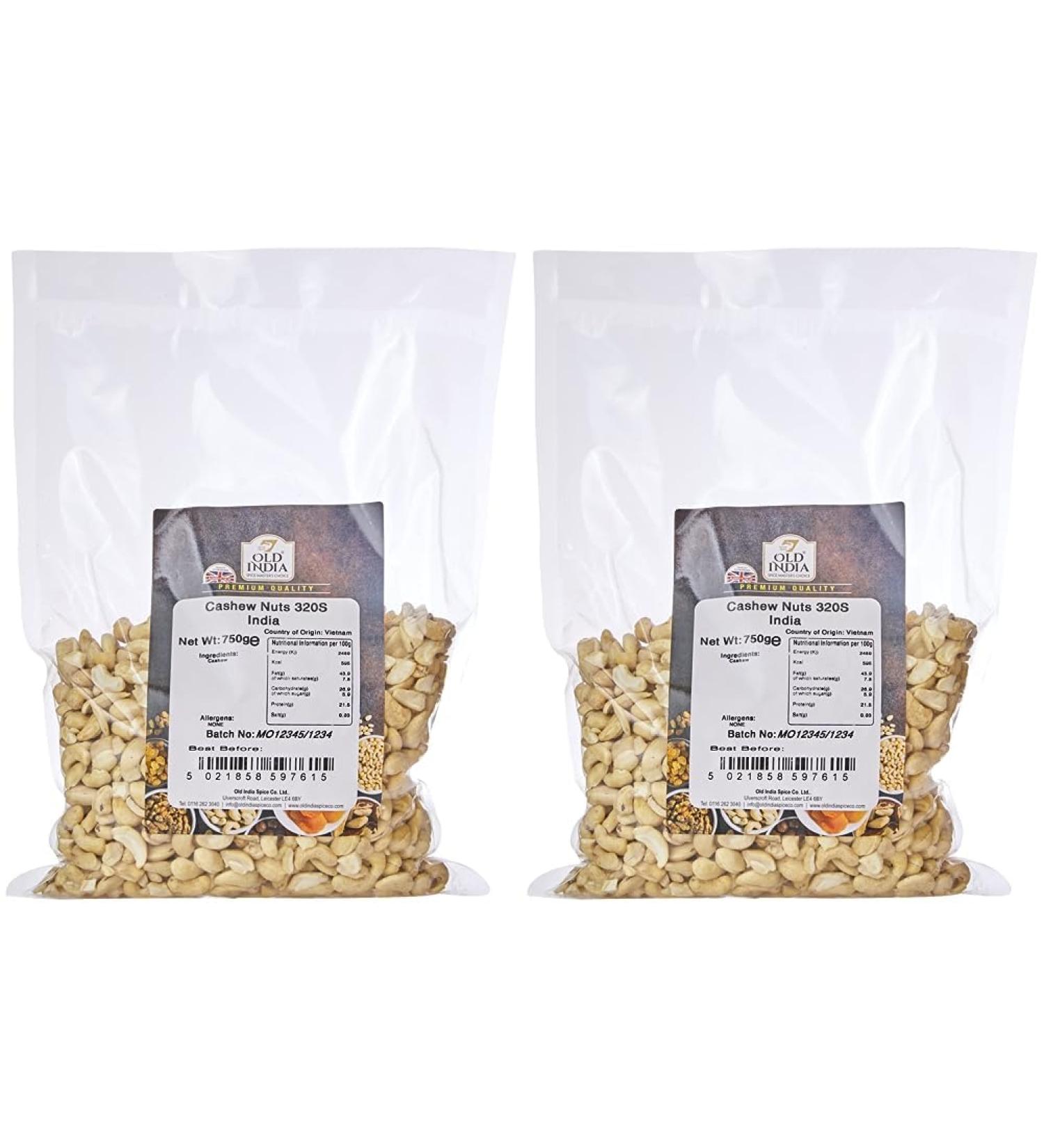 Old India Cashew Nuts 320S India 750g (Pack of 2) - Buy Online on GoSupps.com