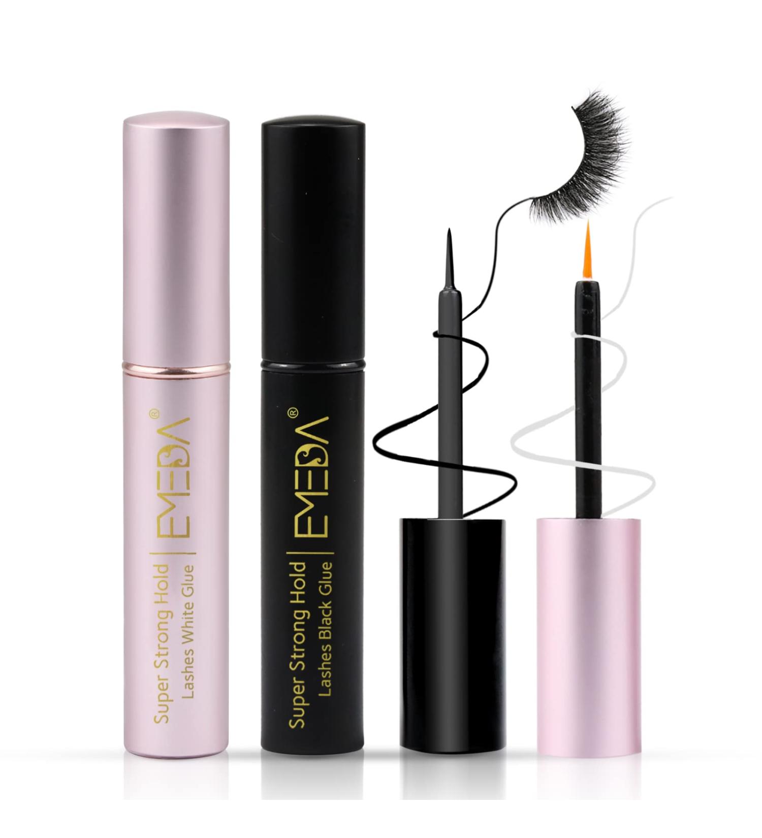 Emeda Superstark Hold Clear Black Eyelash Glue - Professional Waterproof Latex-Free Adhesive for False Eyelashes - Best Black & White Stripes - Buy Online on GoSupps.com