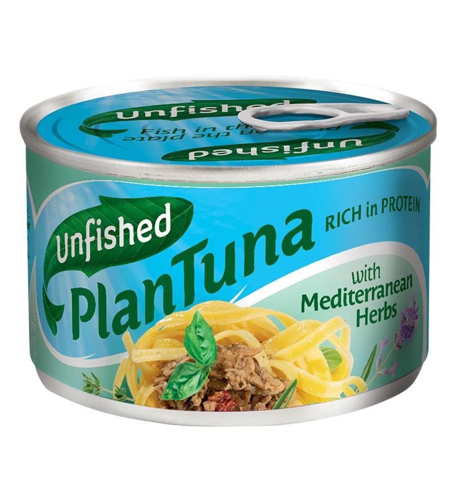 Unfished - Vegan canned tuna - PlanTuna Mediterranean - 150g (125g drained weight) | Omega 3 from algae