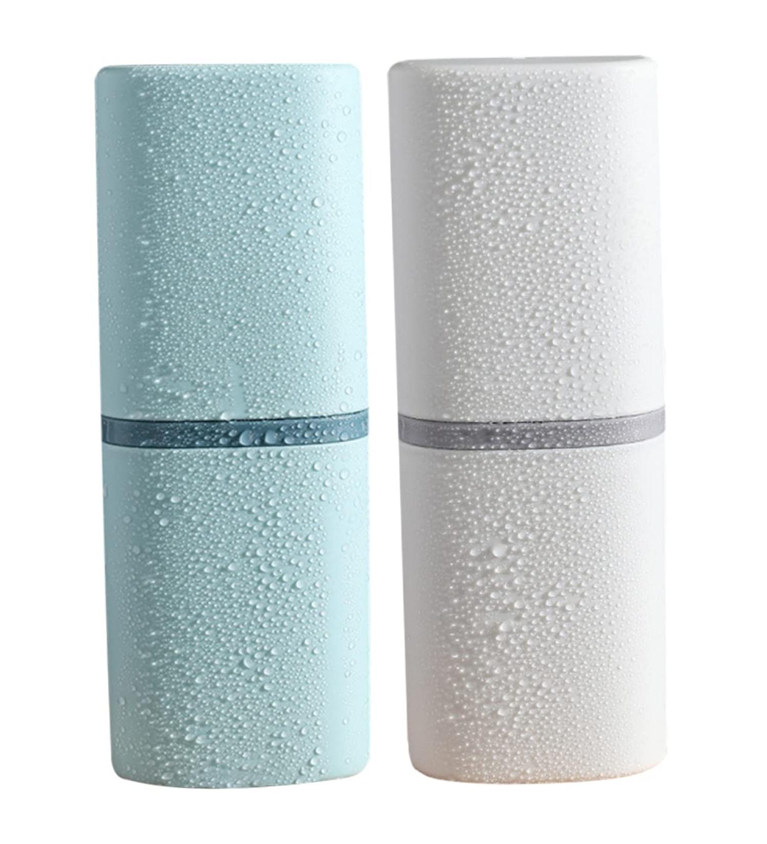 Frcolor 2-Piece Toothbrush Container Set - Blue Storage Case & Washbeaker - Perfect Toothbrush Cup for Travel & Home | 19.8x7.2cm - Buy Online on GoSupps.com