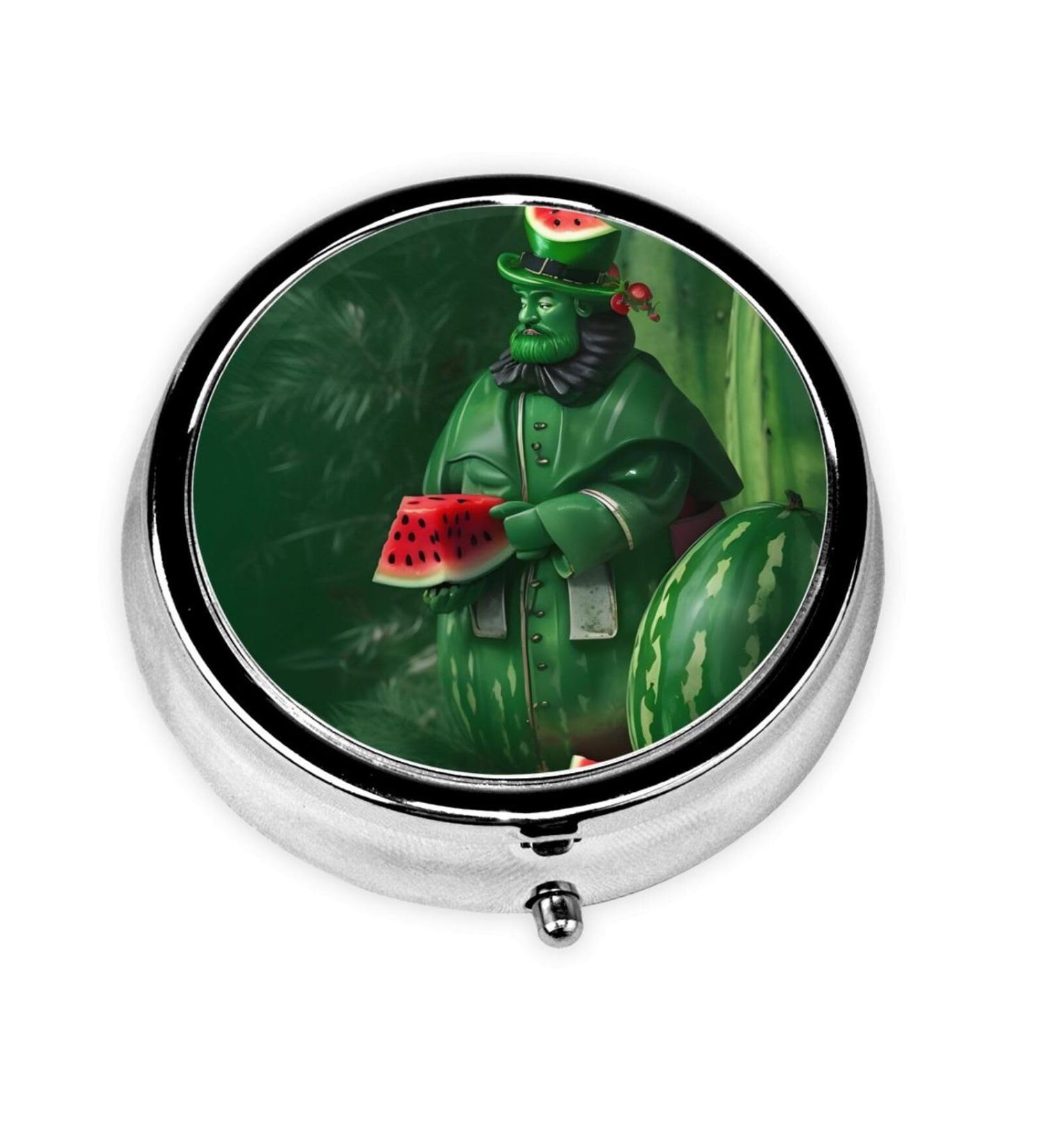 Patrick's Watermelon Festival Round Pill Box - 3 Compartment Organizer & Travel Solution for Pills - Buy Online on GoSupps.com