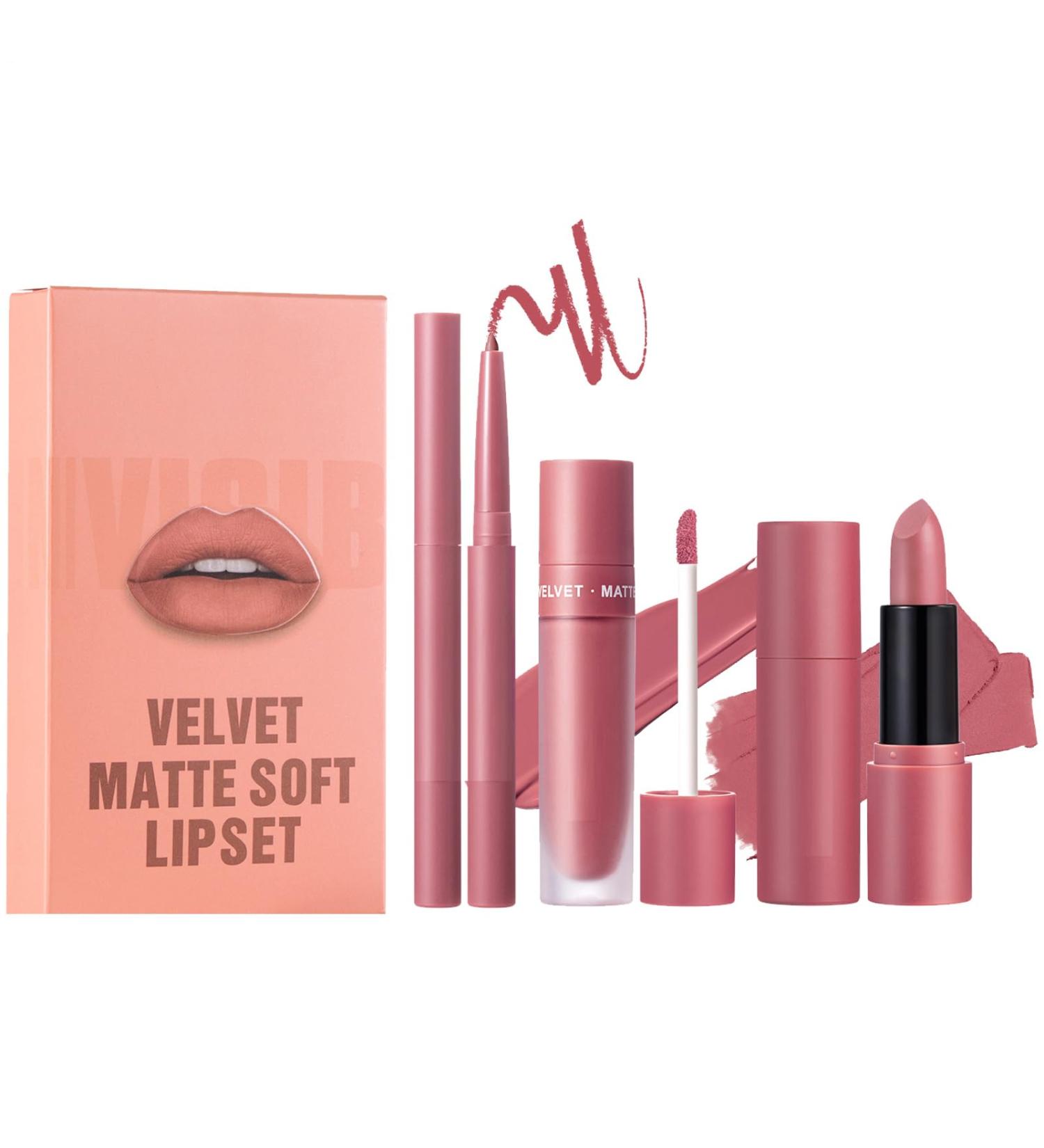  gifyym Lip Pencil and Lipstick Set 3 Long-Lasting Nude Lip Pencils | Highly Pigmented Velvet Lip Gloss Makeup Set | Natural Makeup Kit for - Buy Online on GoSupps.com