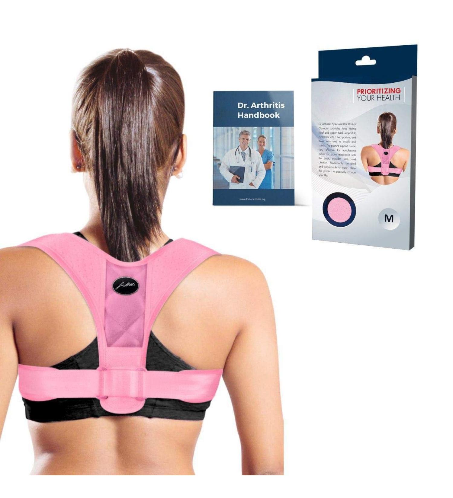 Doctor Developed Posture Corrector & Back Brace - Adjustable Support for Men & Women (Pink, Medium) - Buy Online on GoSupps.com