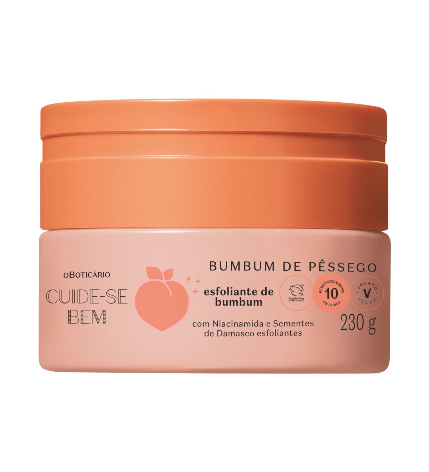 Cuide-se Bem Peach Bumbum Scrub Vegan Exfoliating Scrub with Niacinamide and Apricot Seeds 8.11 Ounce (230g) - Buy Online on GoSupps.com