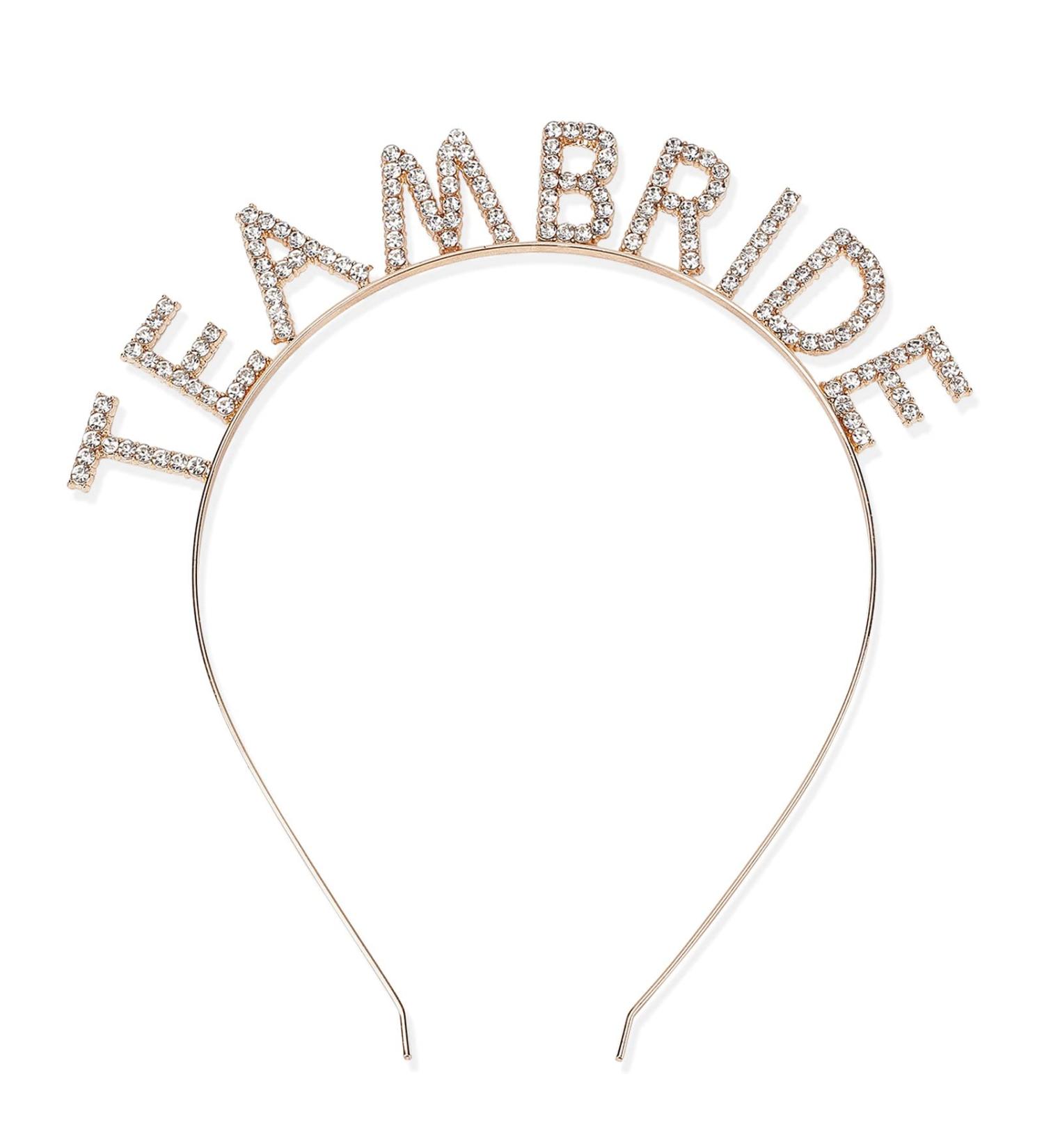 NICENEEDED Teambride Gold Headband | Bachelorette Party Bridal Crown with Sparkling Crystal Tiara - Wedding Decorations & Photo Props for Women (Style 6) - Buy Online on GoSupps.com