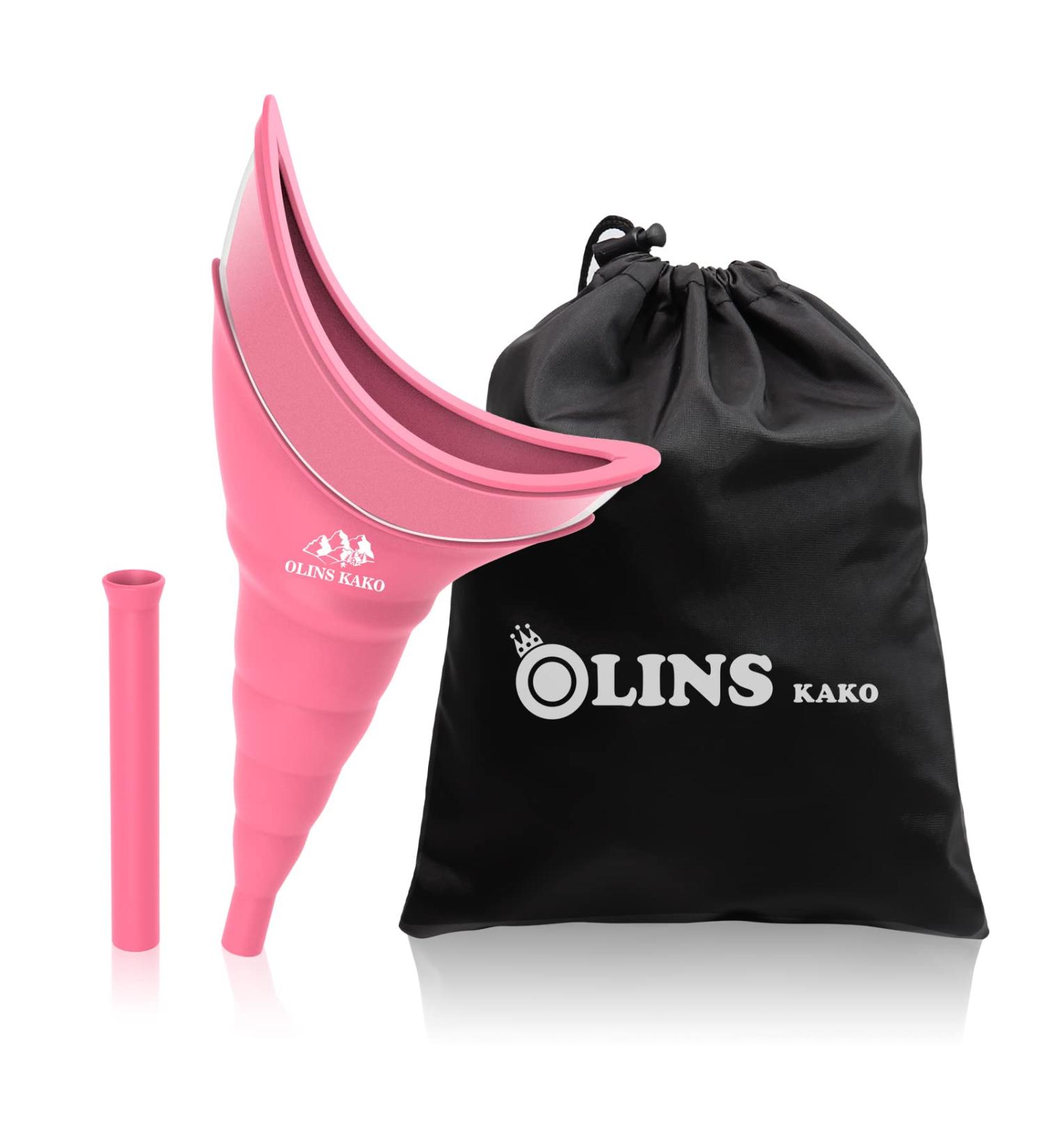 OLINS KAKO Female Urinal - Portable Reusable Silicone Funnel for Women - Perfect for Camping, Hiking, Travel - Pink - Buy Online on GoSupps.com