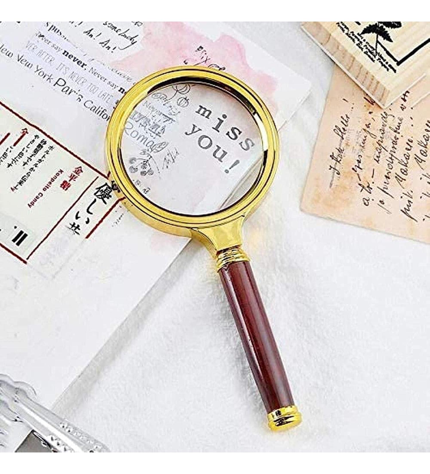 Magnifiers Portable Handheld 10X Magnifying Glass Retro Handle Magnifier Eye Glass Magnifying Glass Comfortable Anniversary - Buy Online on GoSupps.com