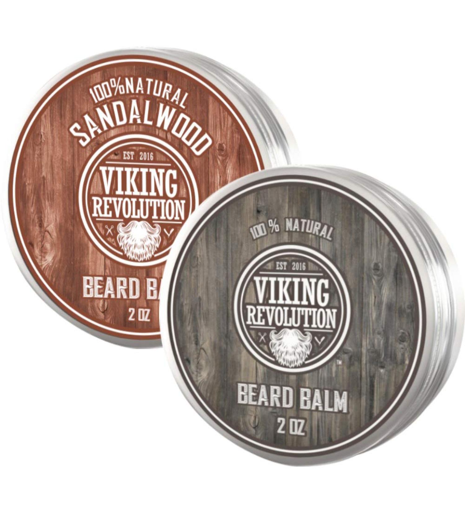 Viking Revolution Beard Balm - Natural Argan Oil & Mango Butter for Softening & Strengthening Beards - Pack of 2, Citrus & Sandalwood Scents - Buy Online on GoSupps.com